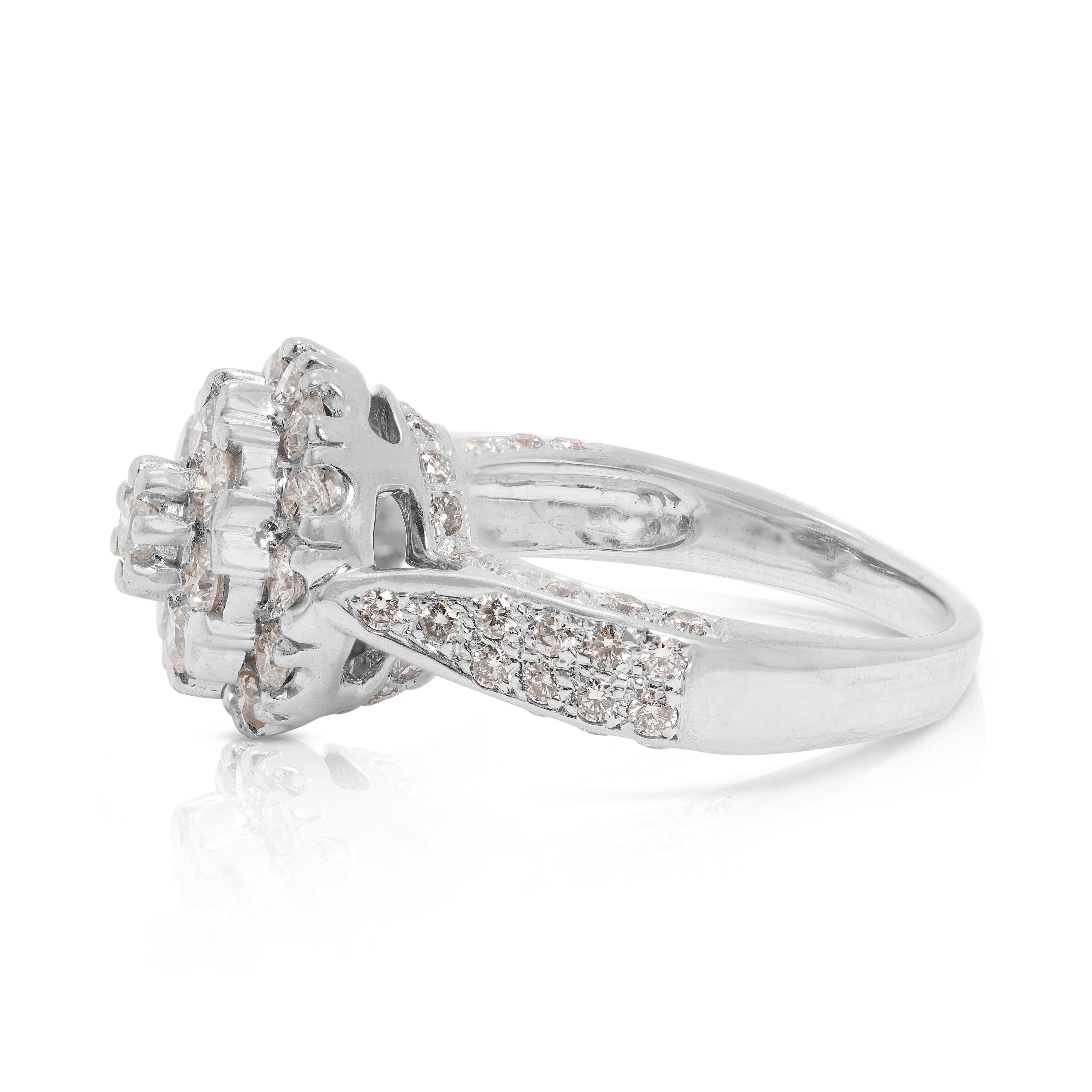 Schillernder 1,12ct runder Brillant-Diamantring aus 14K Weißgold im Zustand „Hervorragend“ im Angebot in רמת גן, IL