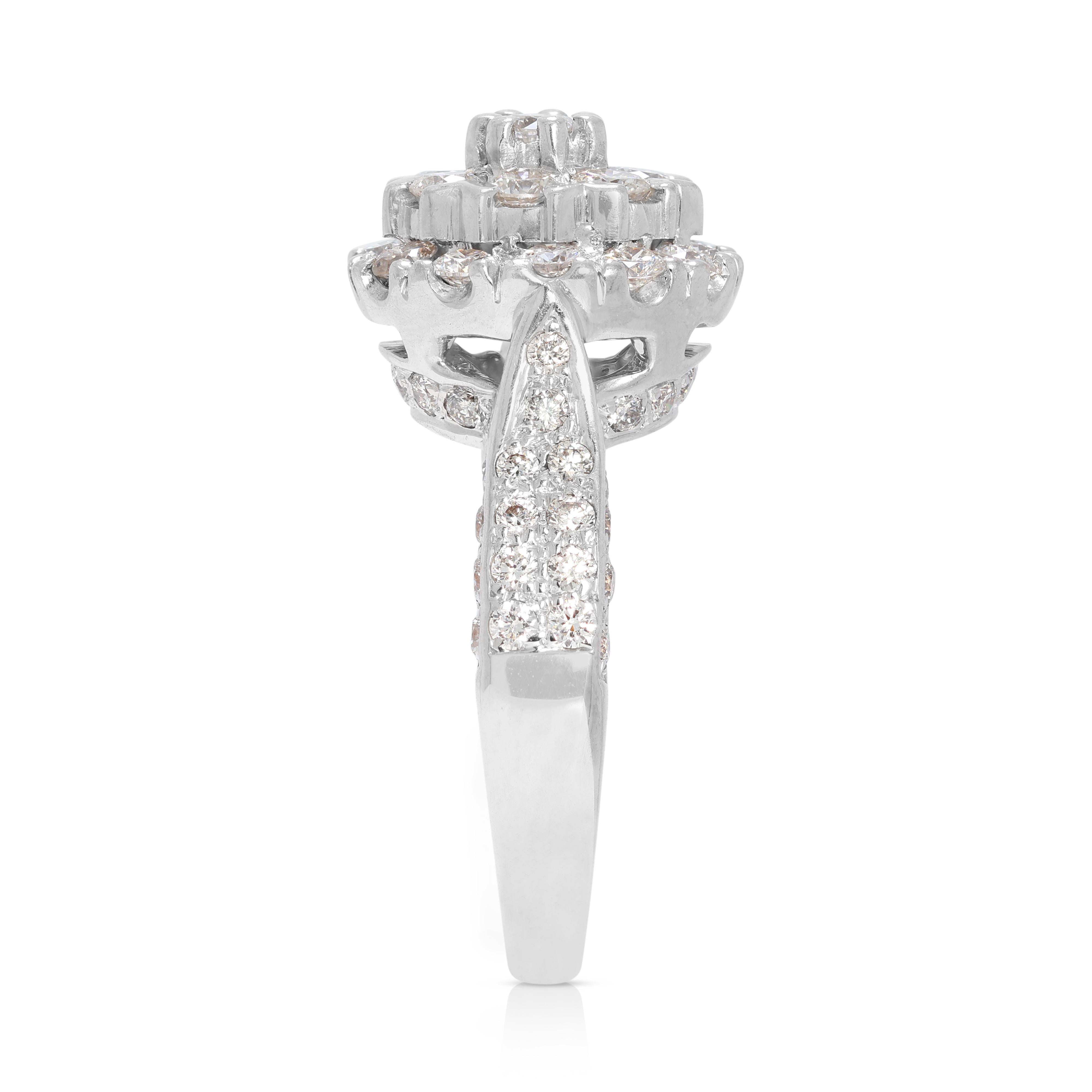 Schillernder 1,12ct runder Brillant-Diamantring aus 14K Weißgold Damen im Angebot
