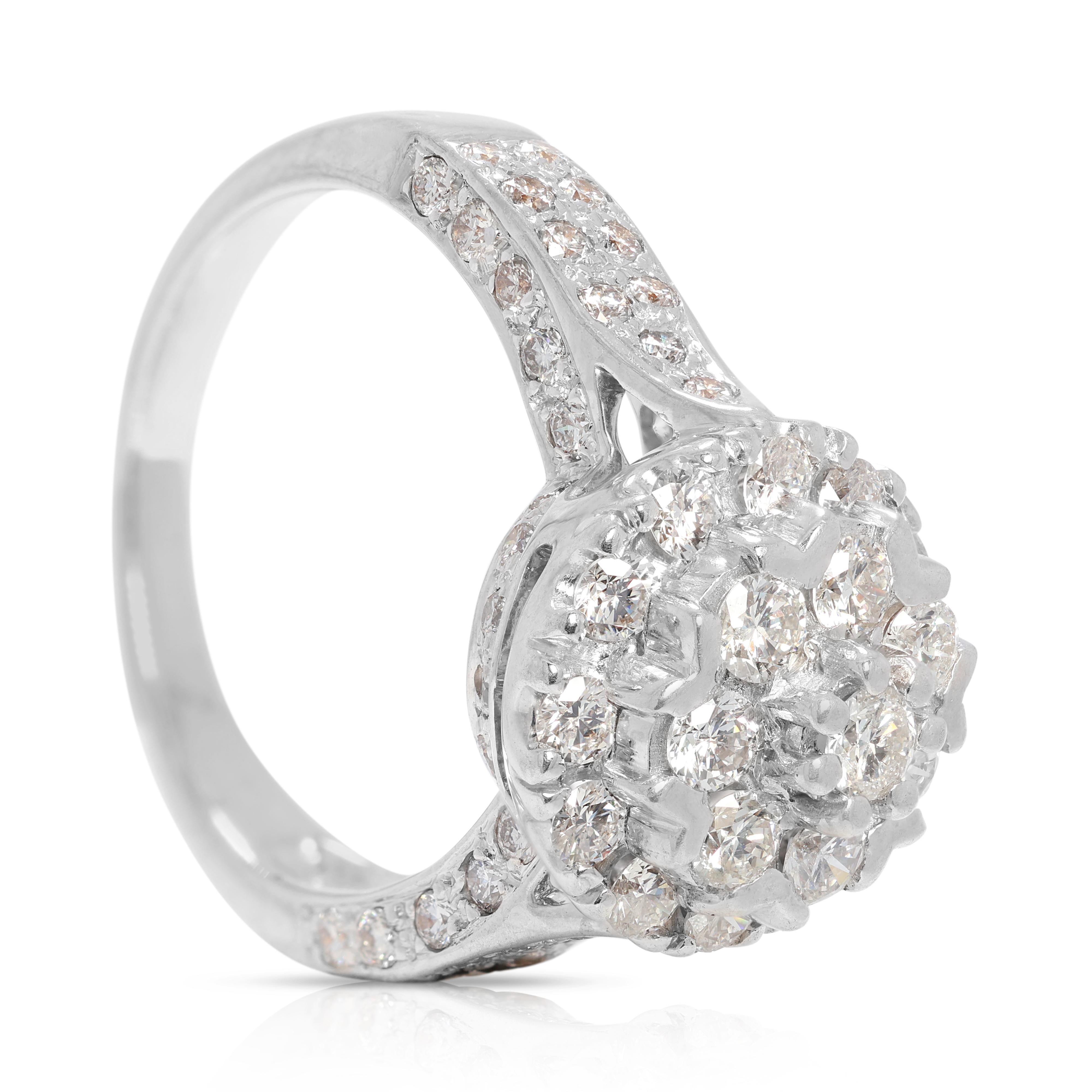 Schillernder 1,12ct runder Brillant-Diamantring aus 14K Weißgold im Angebot 1