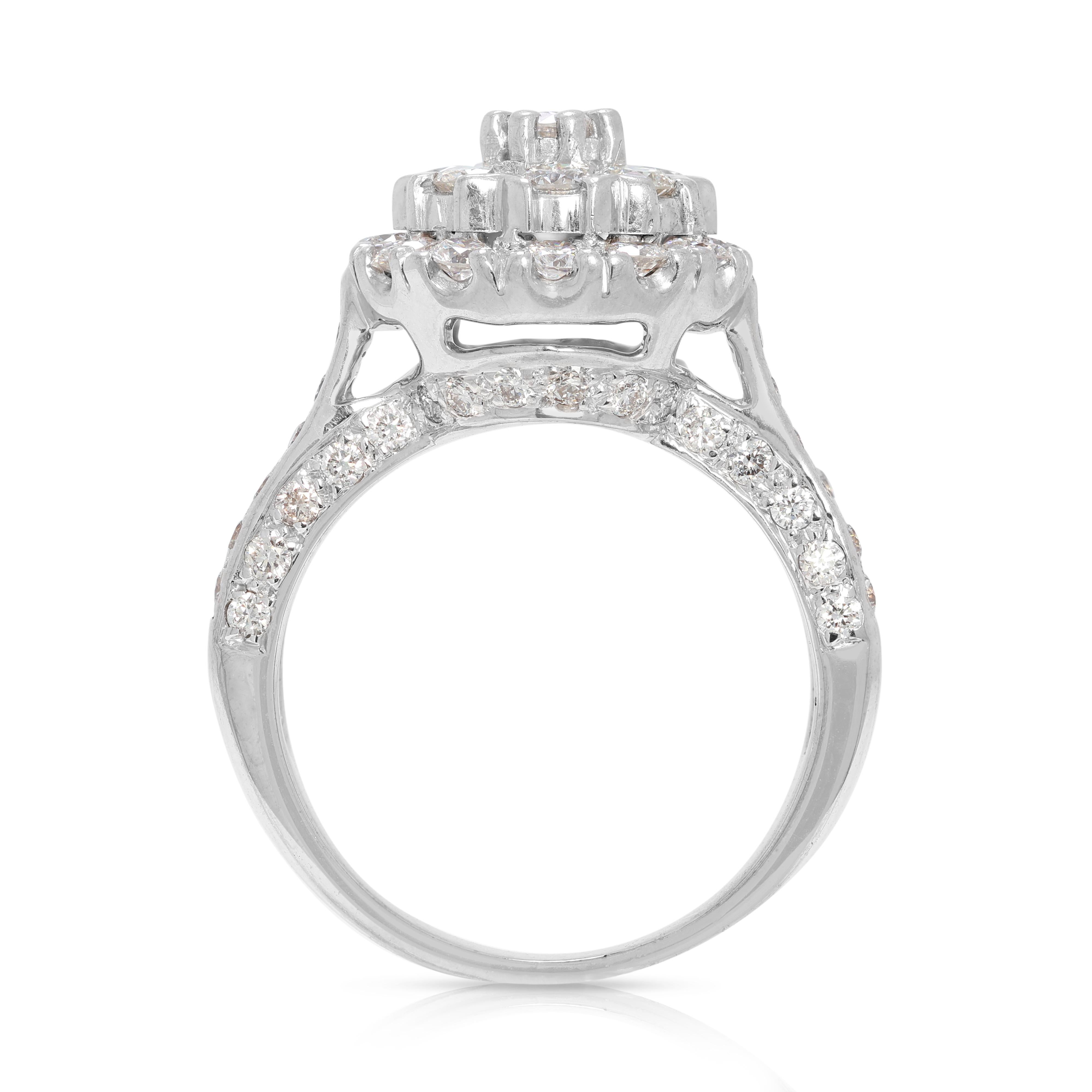 Schillernder 1,12ct runder Brillant-Diamantring aus 14K Weißgold im Angebot 2