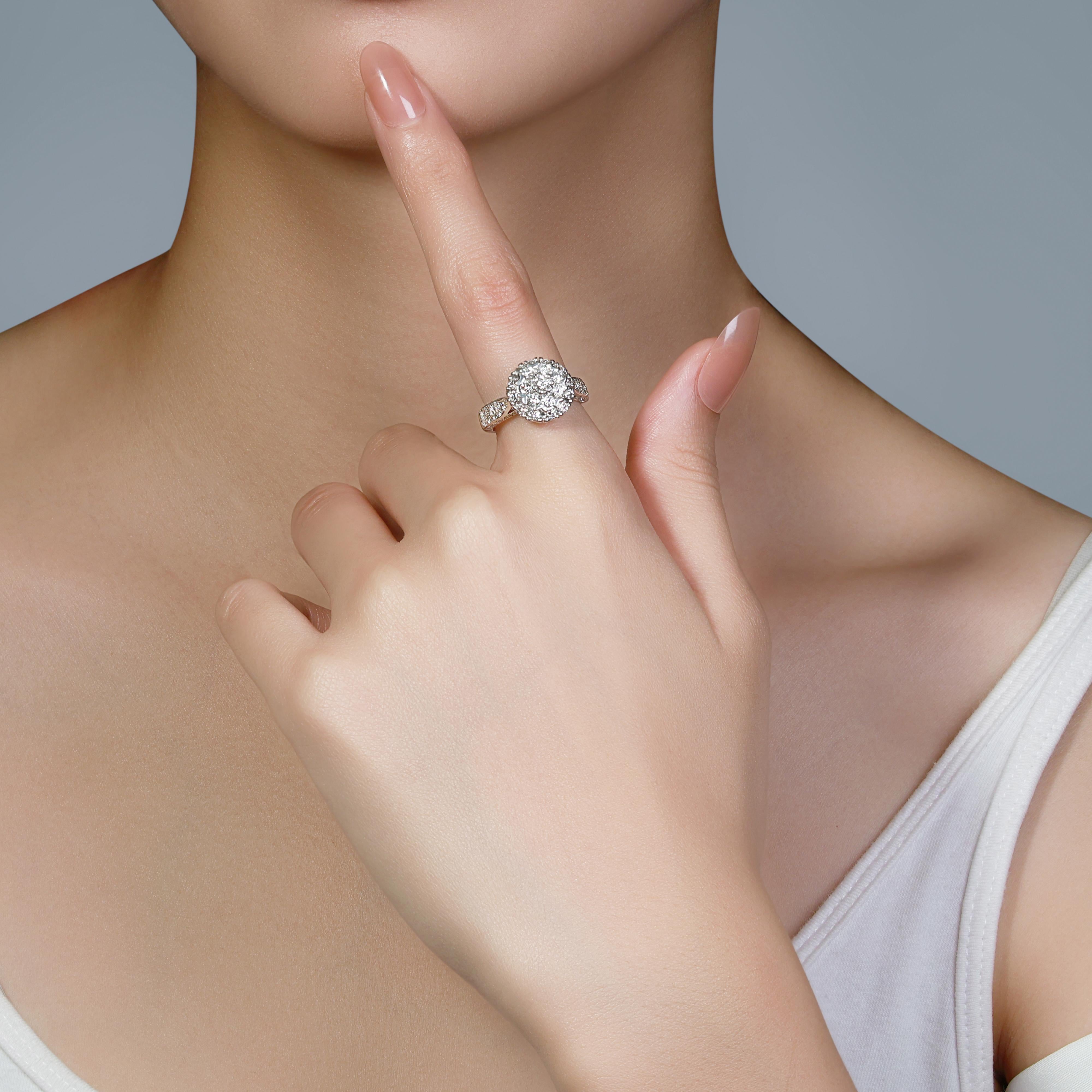 Schillernder 1,12ct runder Brillant-Diamantring aus 14K Weißgold im Angebot 3