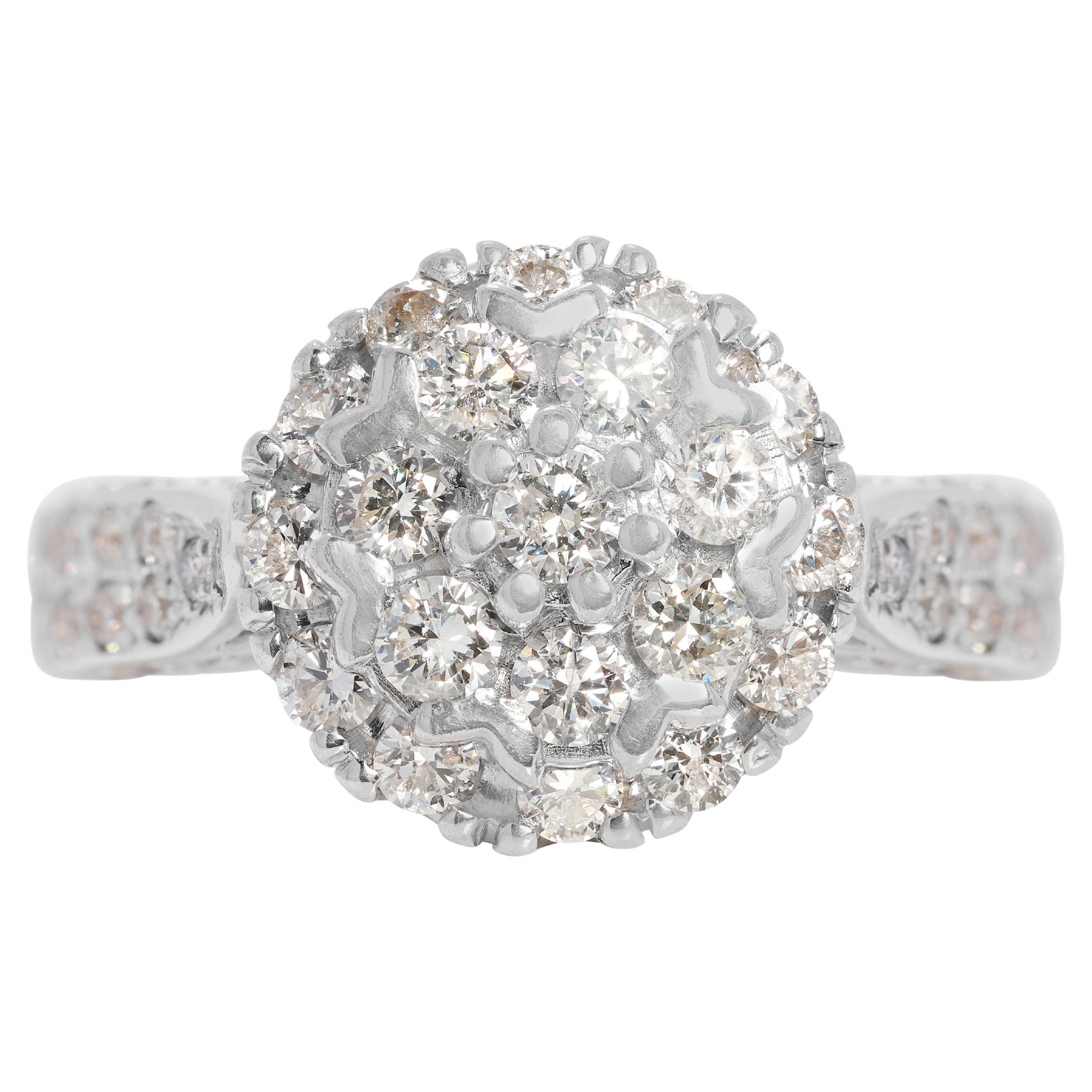 Dazzling 1.12ct Round Brilliant Natural Diamond Ring in 14K White Gold