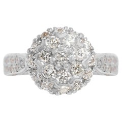 Bague éblouissante en or blanc 14 carats de 1,12 ct de diamant naturel rond et brillant