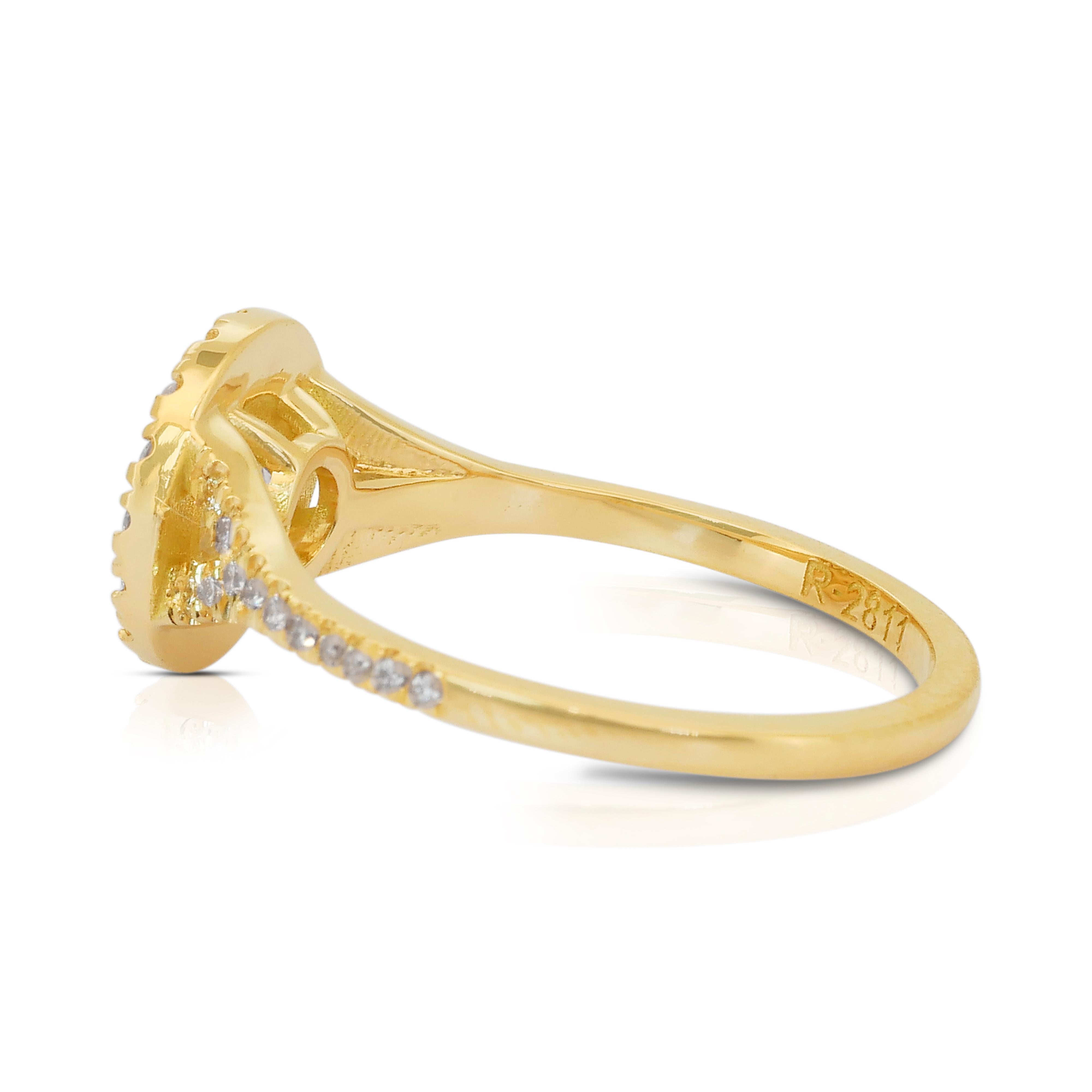 De las mujeres Dazzling 1.14ct Diamonds Halo Ring in 18k Yellow Gold - IGI Certified en venta