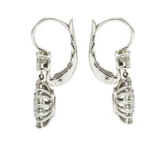 Dazzling 1.15 Carat Diamond Platinum Floral Cluster Drop Earrings