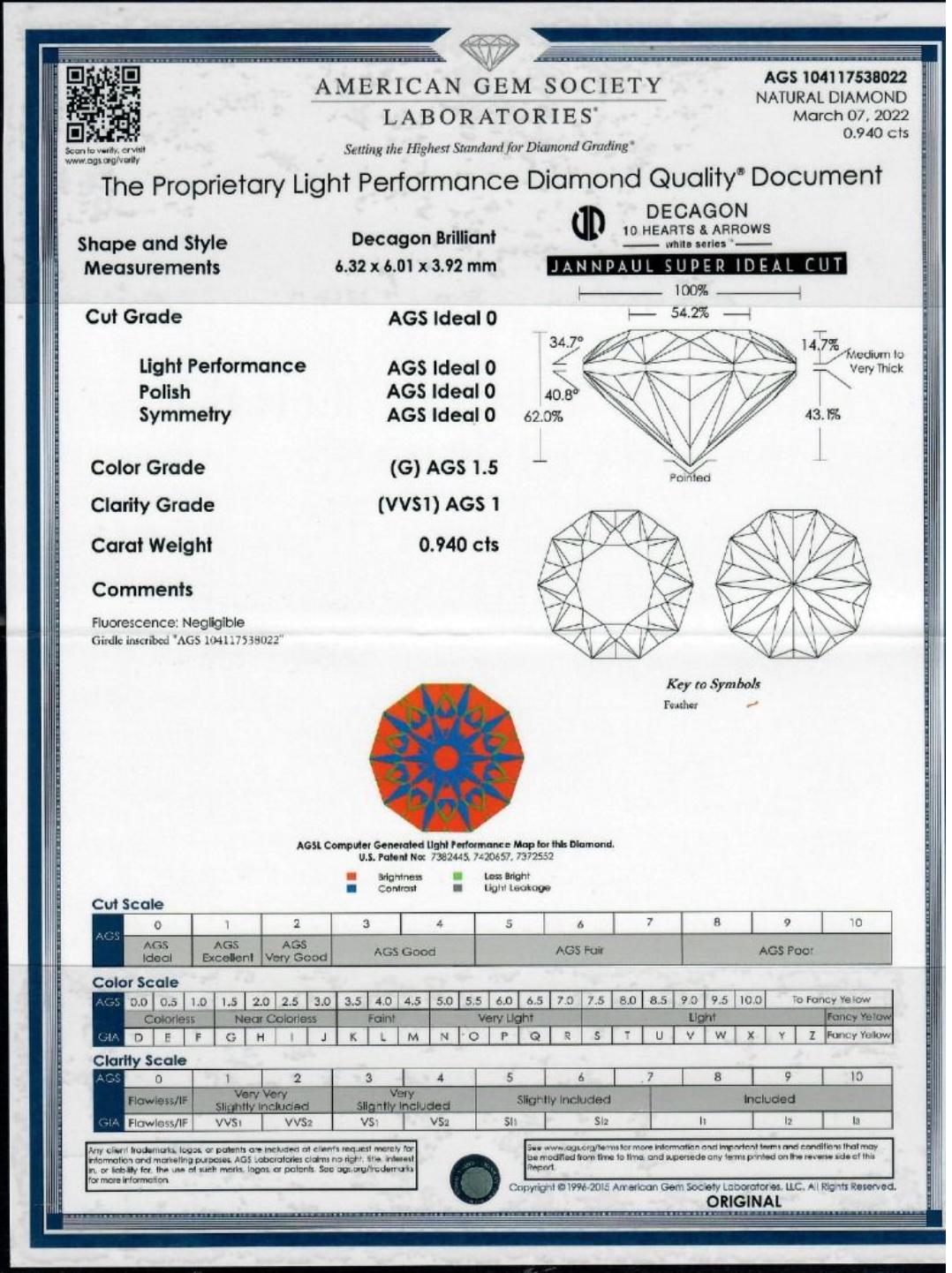 Dazzling 1.15ct Decagon-Cut Natural Diamond Ring in 18K White Gold (Full Set) For Sale 6