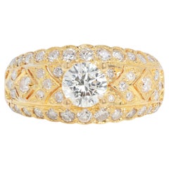 Dazzling 1.16ct Natural Diamonds Cocktail Ring in 20K Yellow Gold