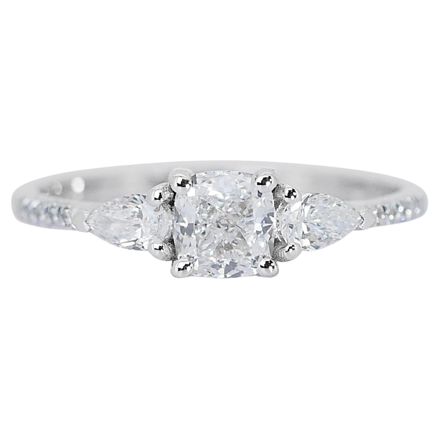 Dazzling 1.17ct Double Excellent Ideal Cut Diamonds 3-Stone Ring