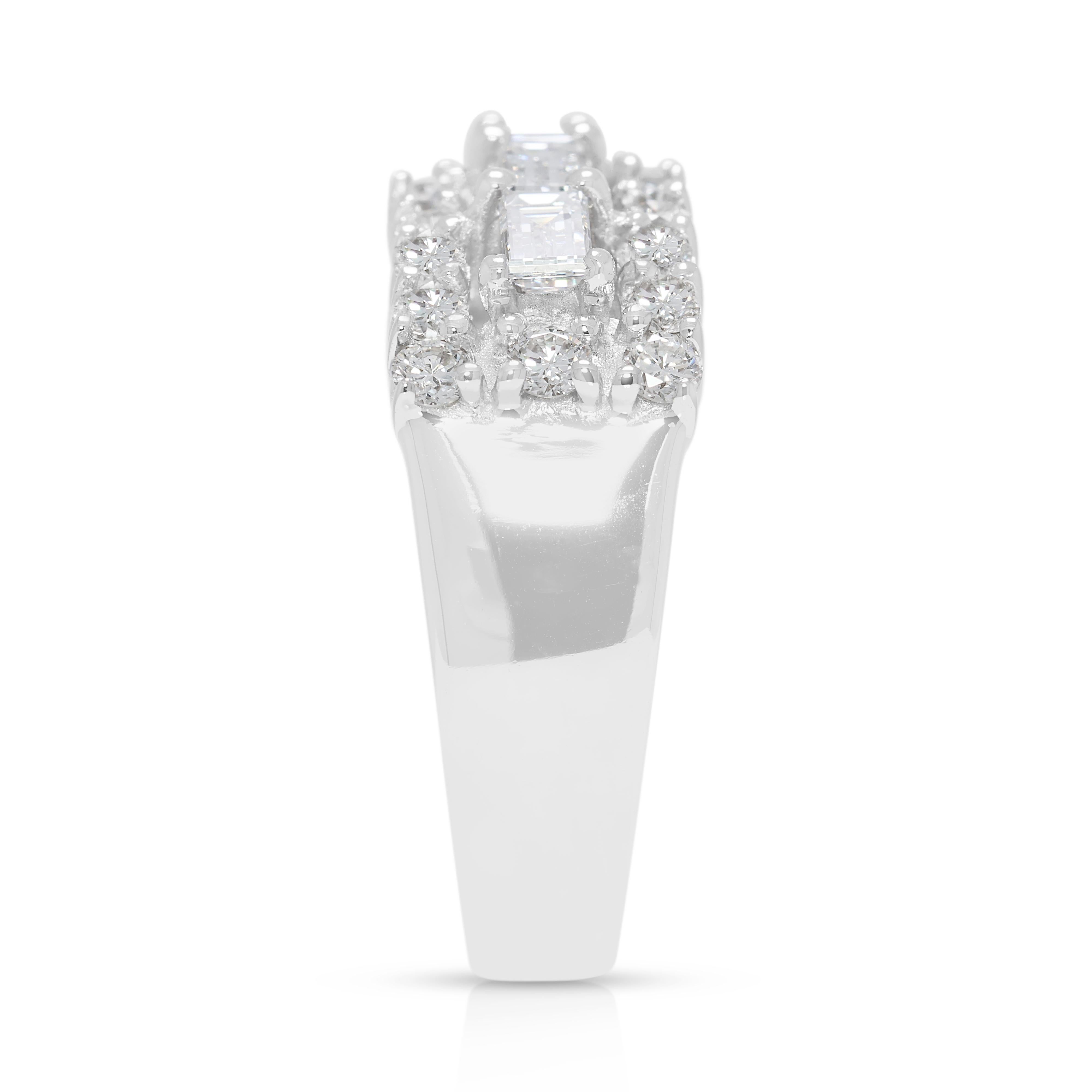 De las mujeres Deslumbrante Anillo de Diamantes Naturales de 1,1 ct en Oro Blanco de 18 quilates en venta