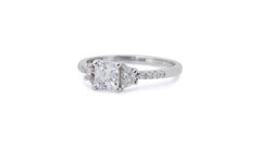 Dazzling 1.21 Carat Asscher Diamond Ring in 18K White Gold
