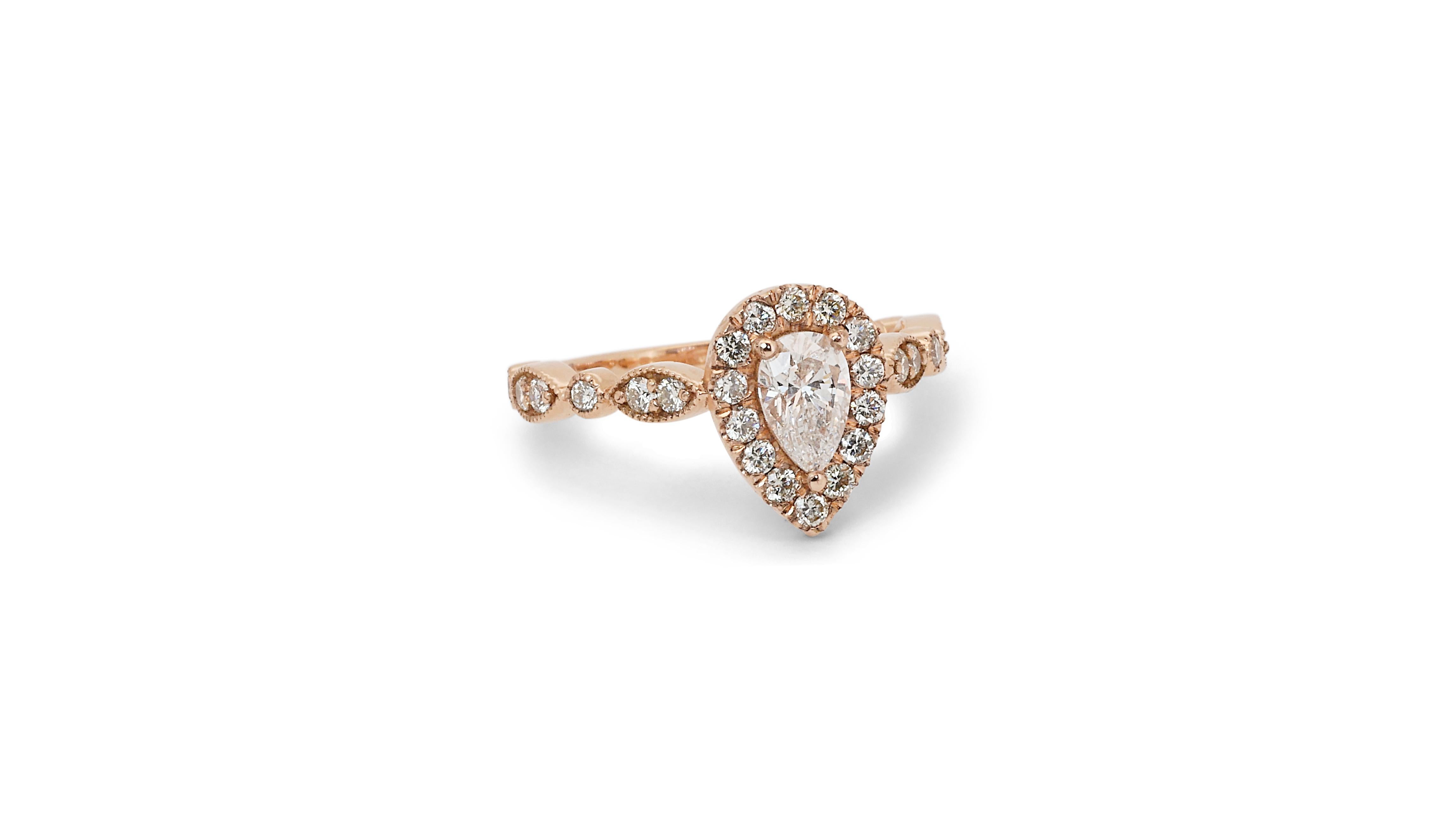 Dazzling 1.21ct Double Excellent Ideal Cut Diamond Halo Ring - GIA Certified For Sale 2