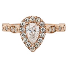 Dazzling 1.21ct Double Excellent Ideal Cut Diamond Halo Ring - GIA Certified