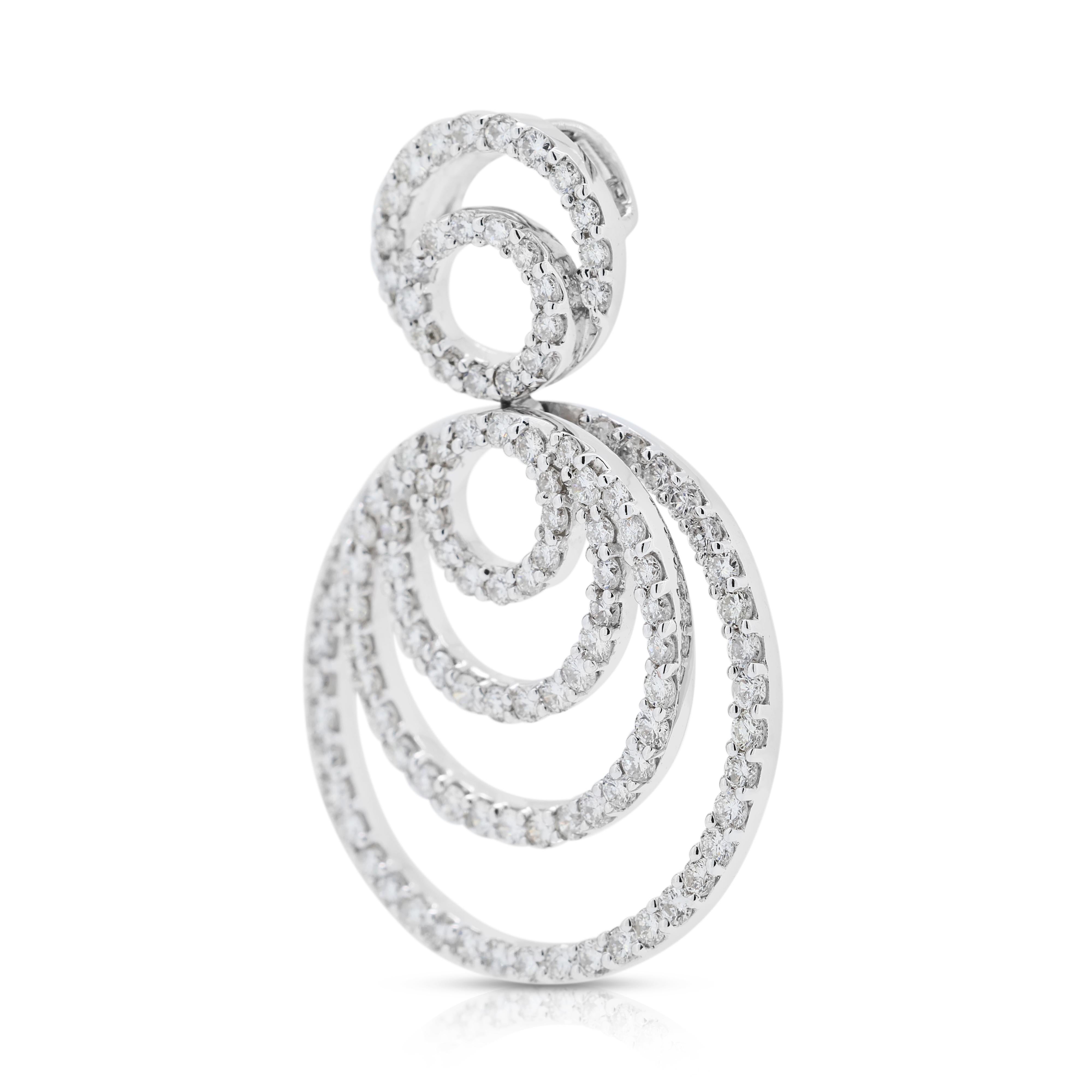Round Cut Dazzling 1.21ct Natural Diamonds Pendant in 18K White Gold For Sale
