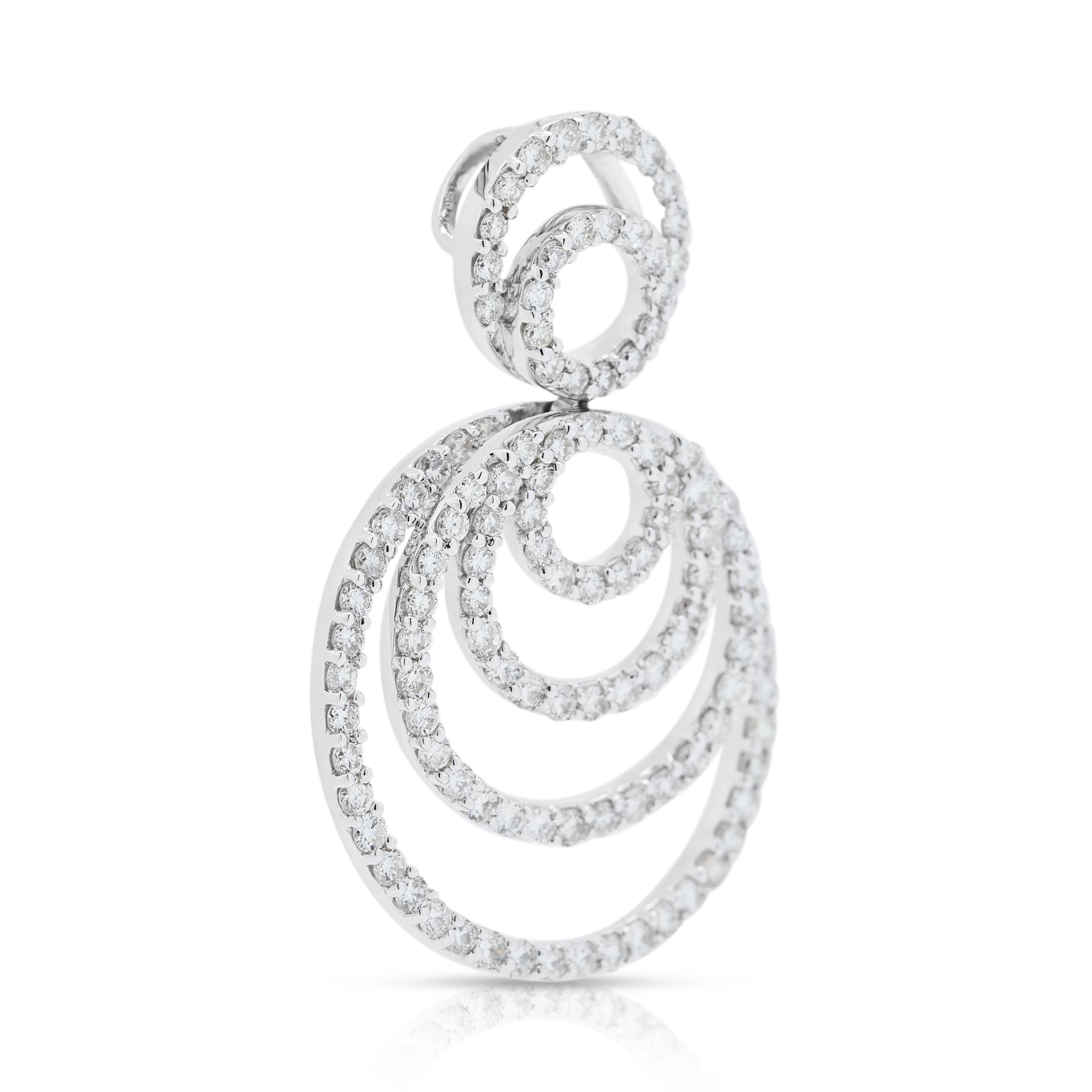Dazzling 1.21ct Natural Diamonds Pendant in 18K White Gold In Excellent Condition For Sale In רמת גן, IL