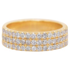 Bague jonc éblouissante en or jaune 18 carats avec diamants 1,23 carat certifié GCI