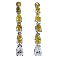 Dazzling 1.24ct. Pear Brilliant Dangling Diamond Earrings