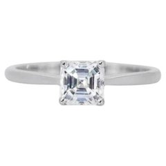 Dazzling 1.25 Carat Asscher Diamond Ring in 18K White Gold
