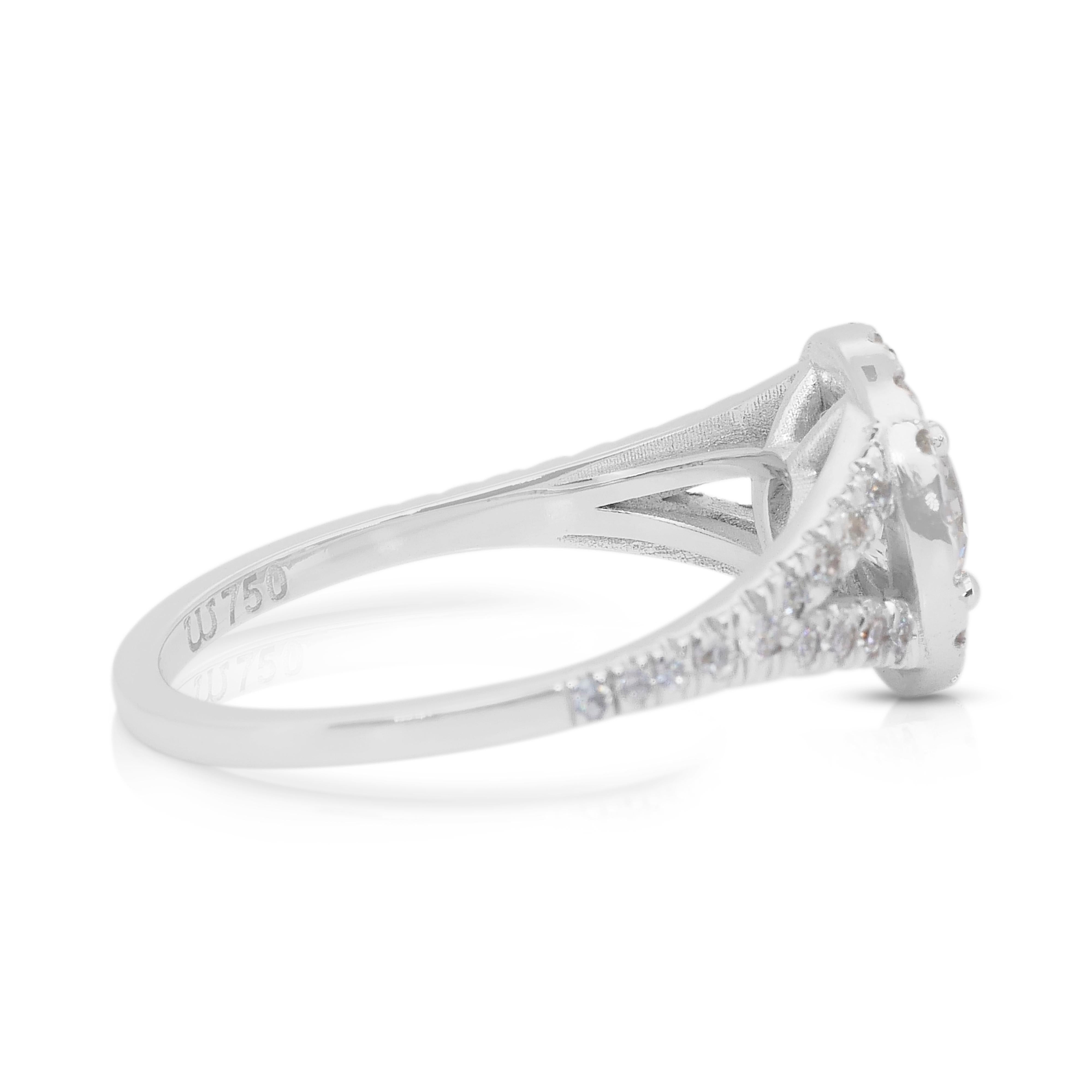 Anello con diamanti a raggiera da 1,26 carati in oro bianco 18 carati - certificato IGI In condizioni Nuovo in vendita a רמת גן, IL