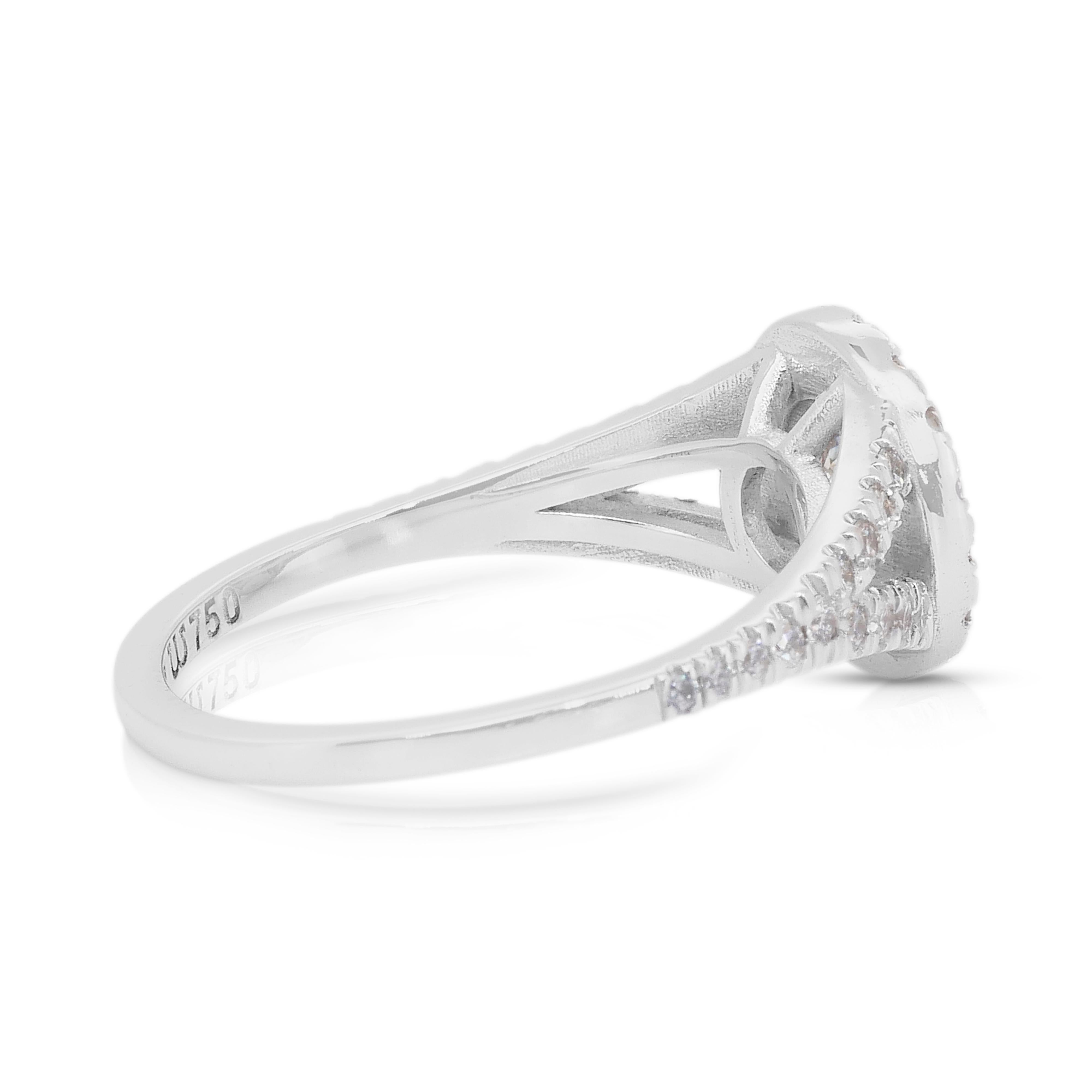 Anello con diamanti a raggiera da 1,26 carati in oro bianco 18 carati - certificato IGI in vendita 2