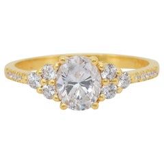 Schillernde 1,27ct Diamanten Pave Ring in 18k Gelbgold - IGI zertifiziert