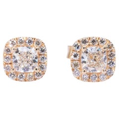 Dazzling 1.27ct Diamonds Stud Earrings in 18k Yellow Gold - AIG Certified