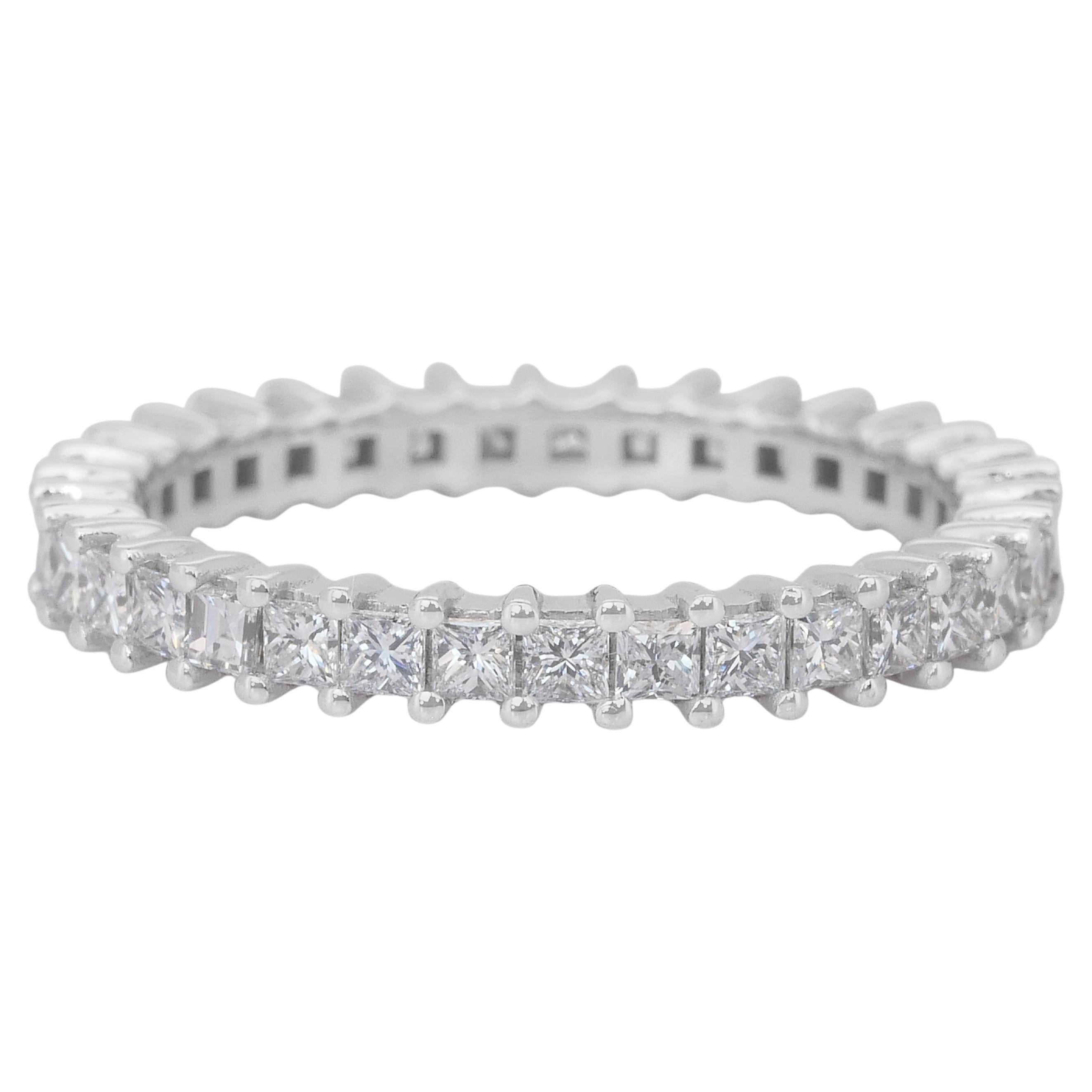Dazzling 1.30ct Diamonds Eternity Ring in 18k White Gold - IGI Certified