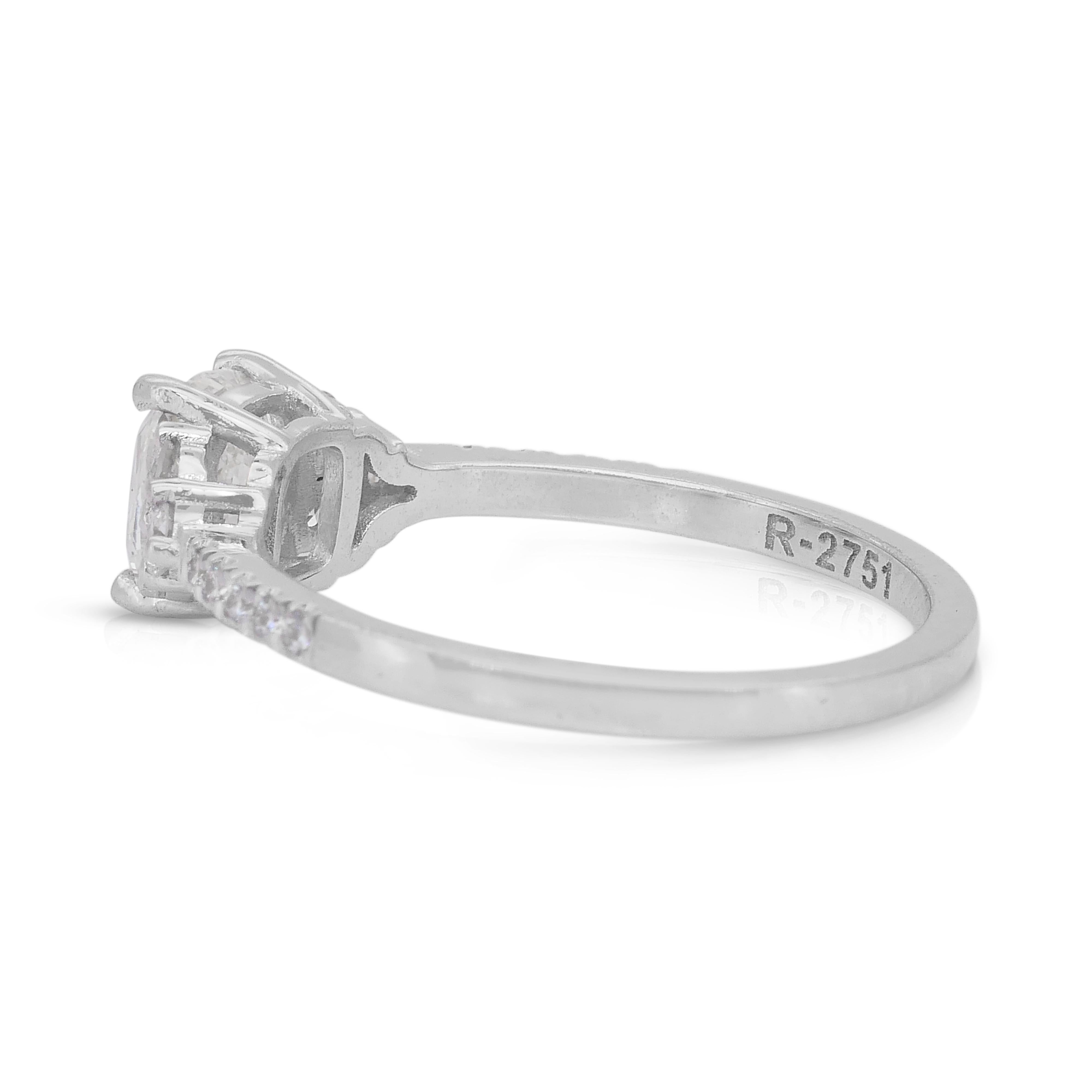 De las mujeres Deslumbrante anillo con pavé de diamantes de 1,30 ct en oro blanco de 18k - Certificado IGI en venta