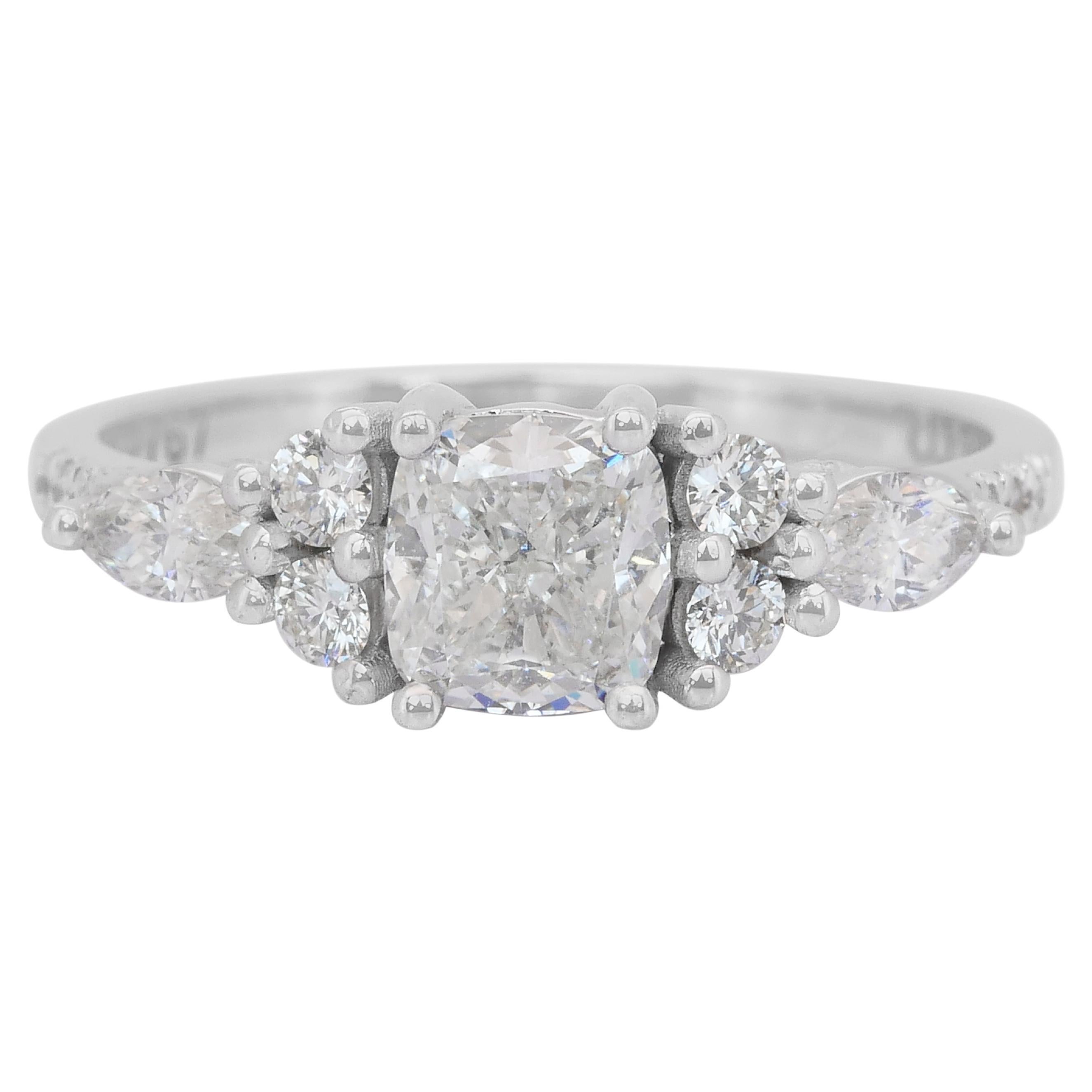 Dazzling 1.31ct Diamonds Ring in 18k White Gold - IGI Certified