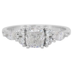 Éblouissante bague en or blanc 18 carats avec diamants 1,31 carat certifiés IGI