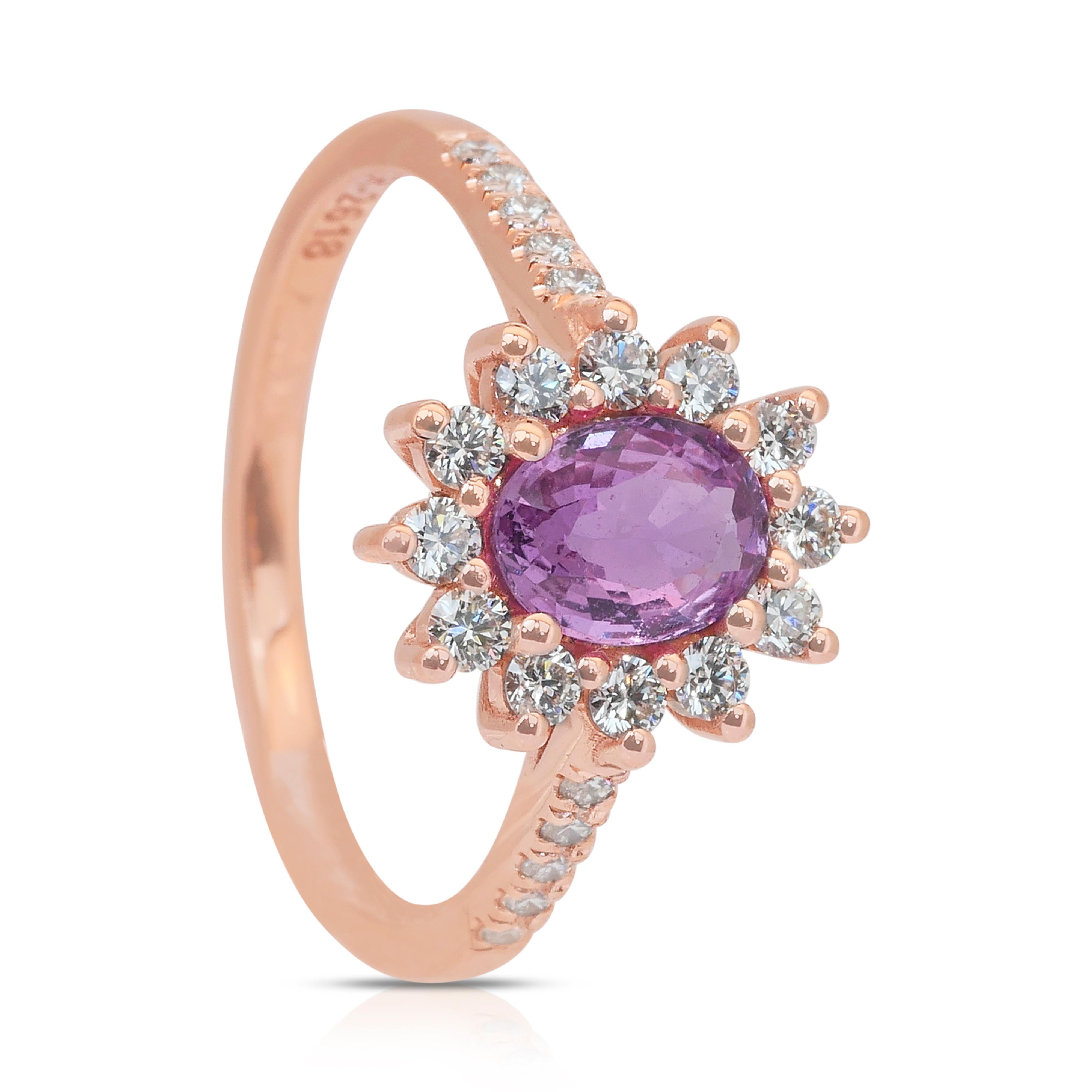 Dazzling 1.31ct Sapphire and Diamonds Cocktail Ring in 18k Rose Gold For Sale 2
