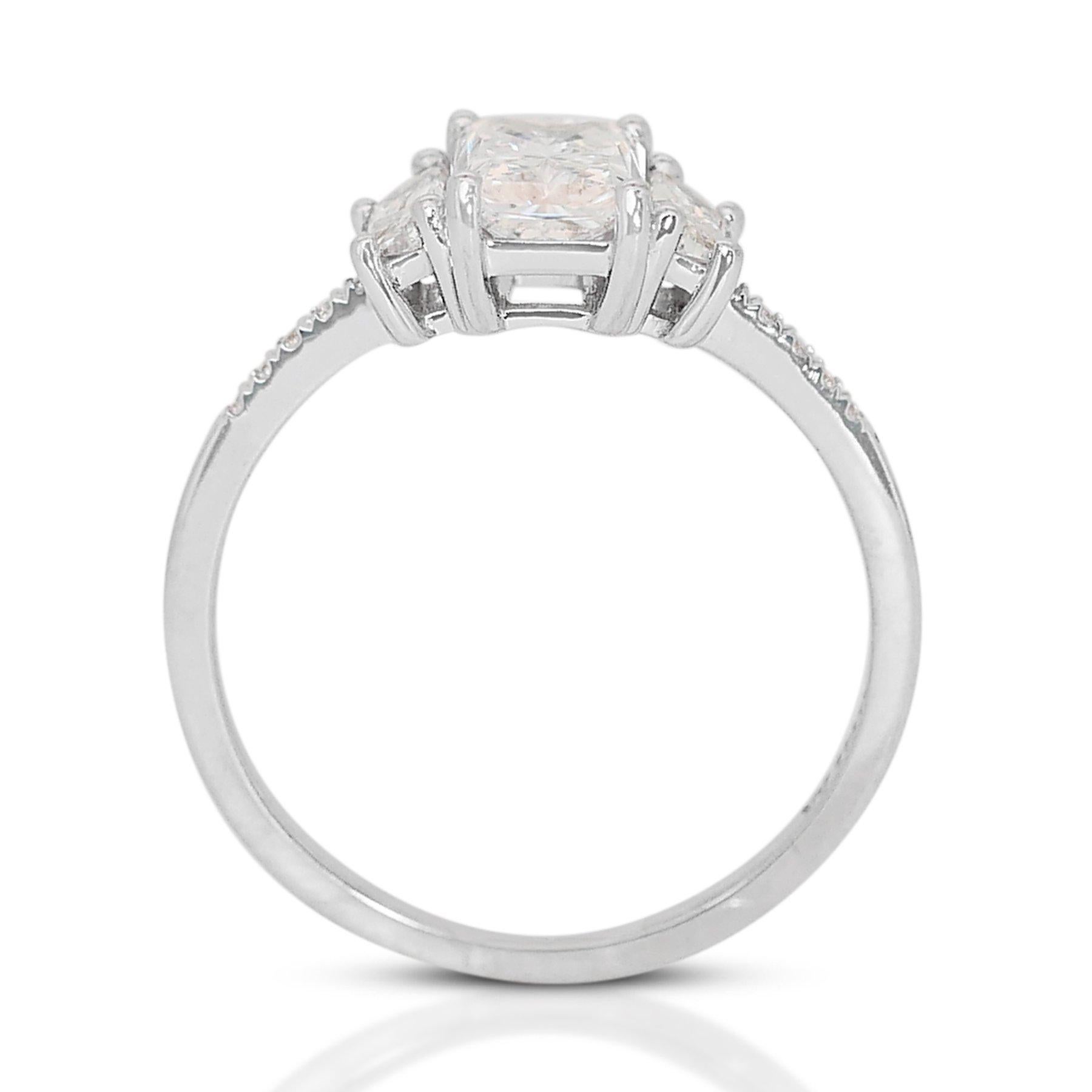 Schillernder 1,32 Karat Diamant 3-Stein-Ring aus 18 Karat Weißgold - GIA zertifiziert im Angebot 2