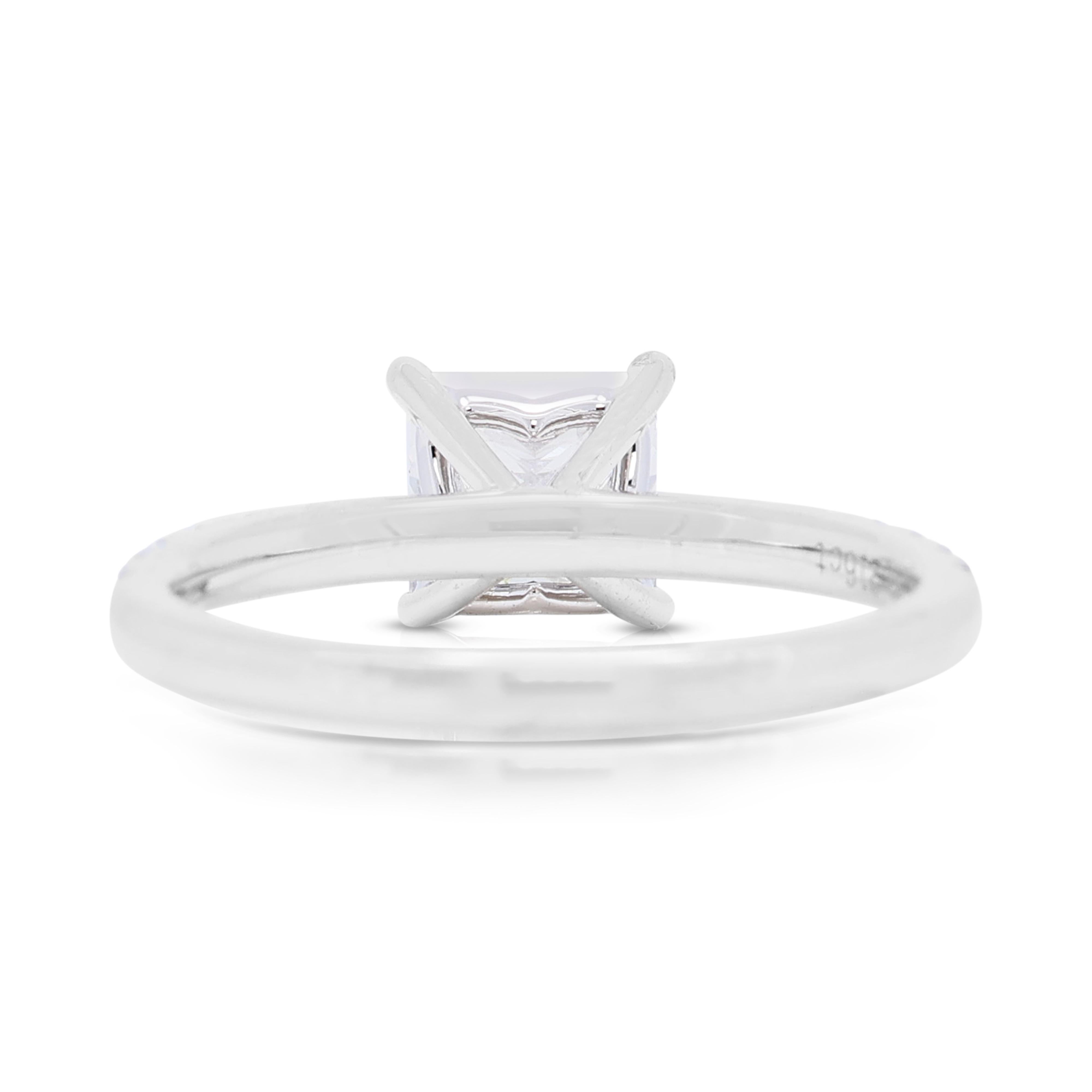 Women's Dazzling 1.32ct Natural Diamond Pave Ring in 18K White Gold