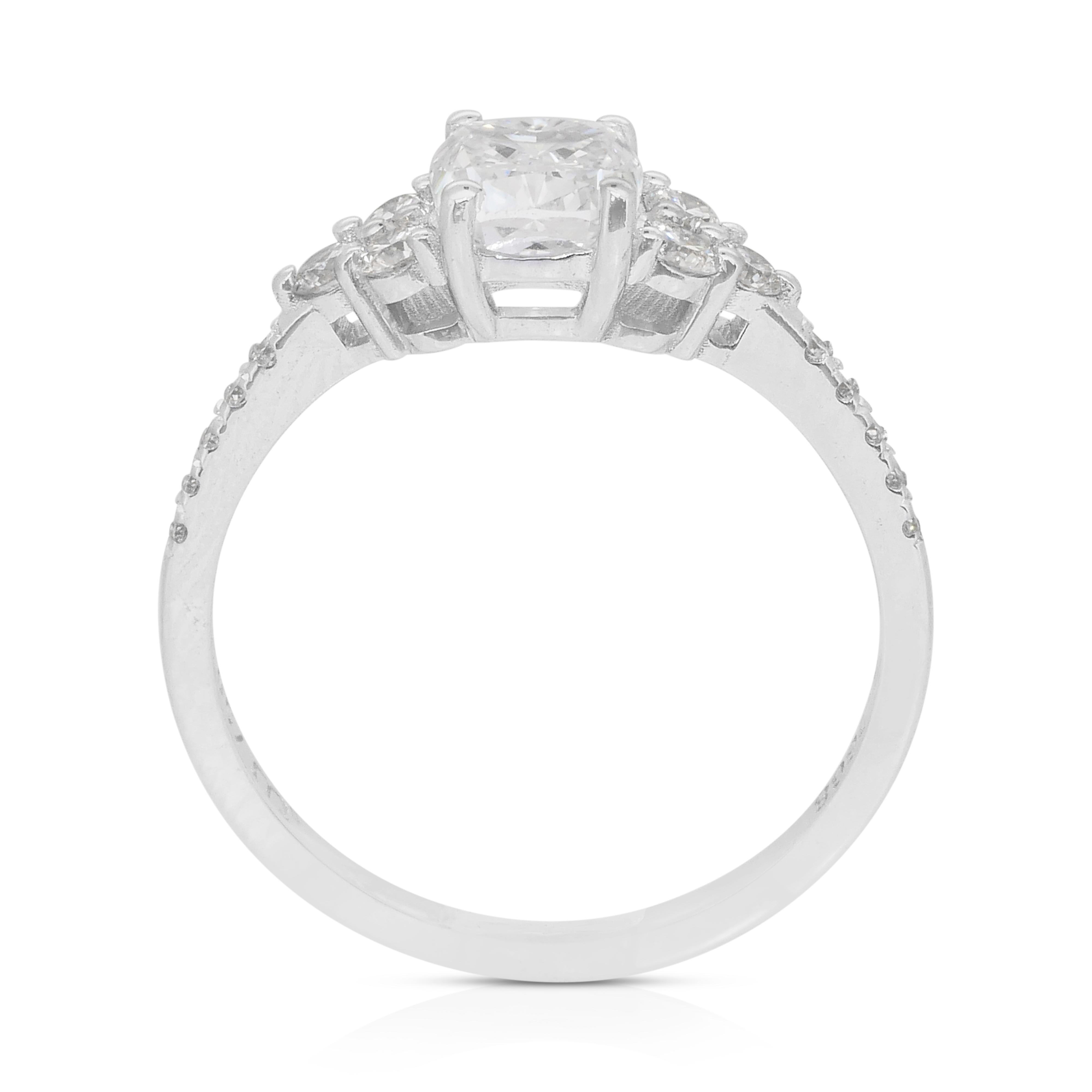 Dazzling 1.34ct Diamonds Pave Ring in 18k White Gold - GIA Certified For Sale 4