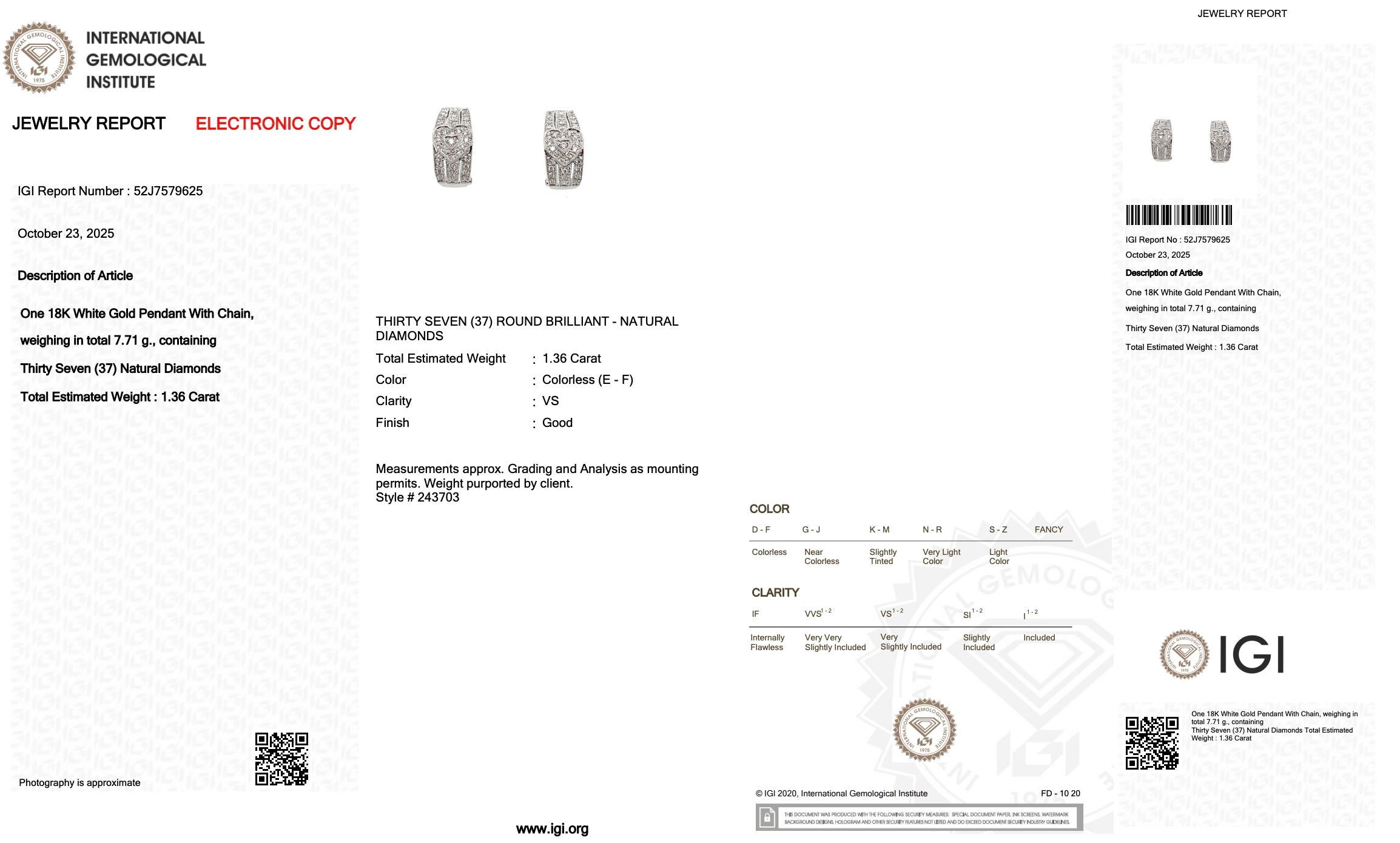 Donna Orecchini con diamanti da 1,36 carati in oro bianco 18 carati - Certificato IGI in vendita