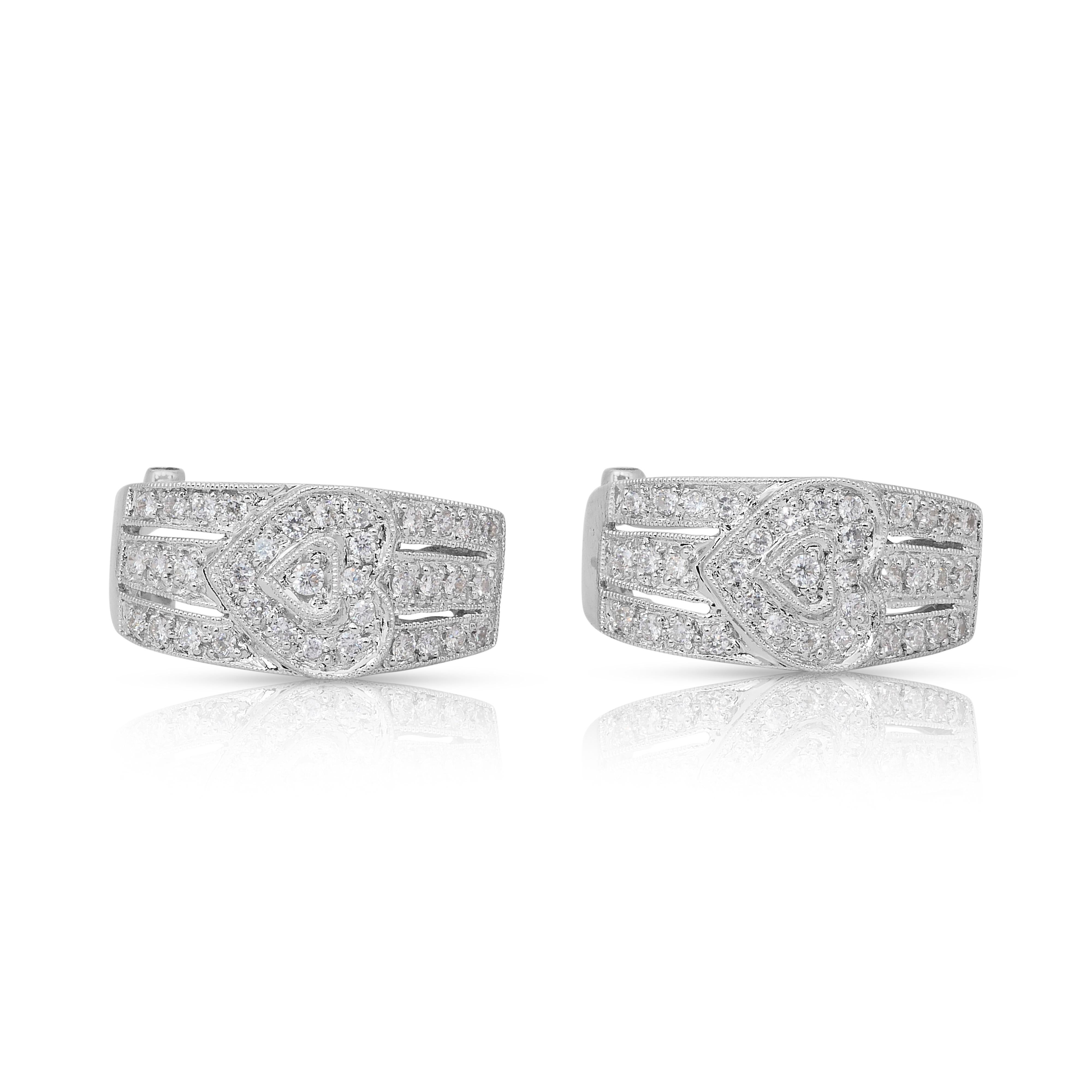 Orecchini con diamanti da 1,36 carati in oro bianco 18 carati - Certificato IGI in vendita 4