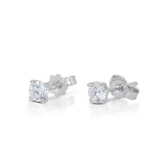 Glänzende 1,4 Karat runde Brillant-Diamant-Ohrstecker aus 18K Weißgold