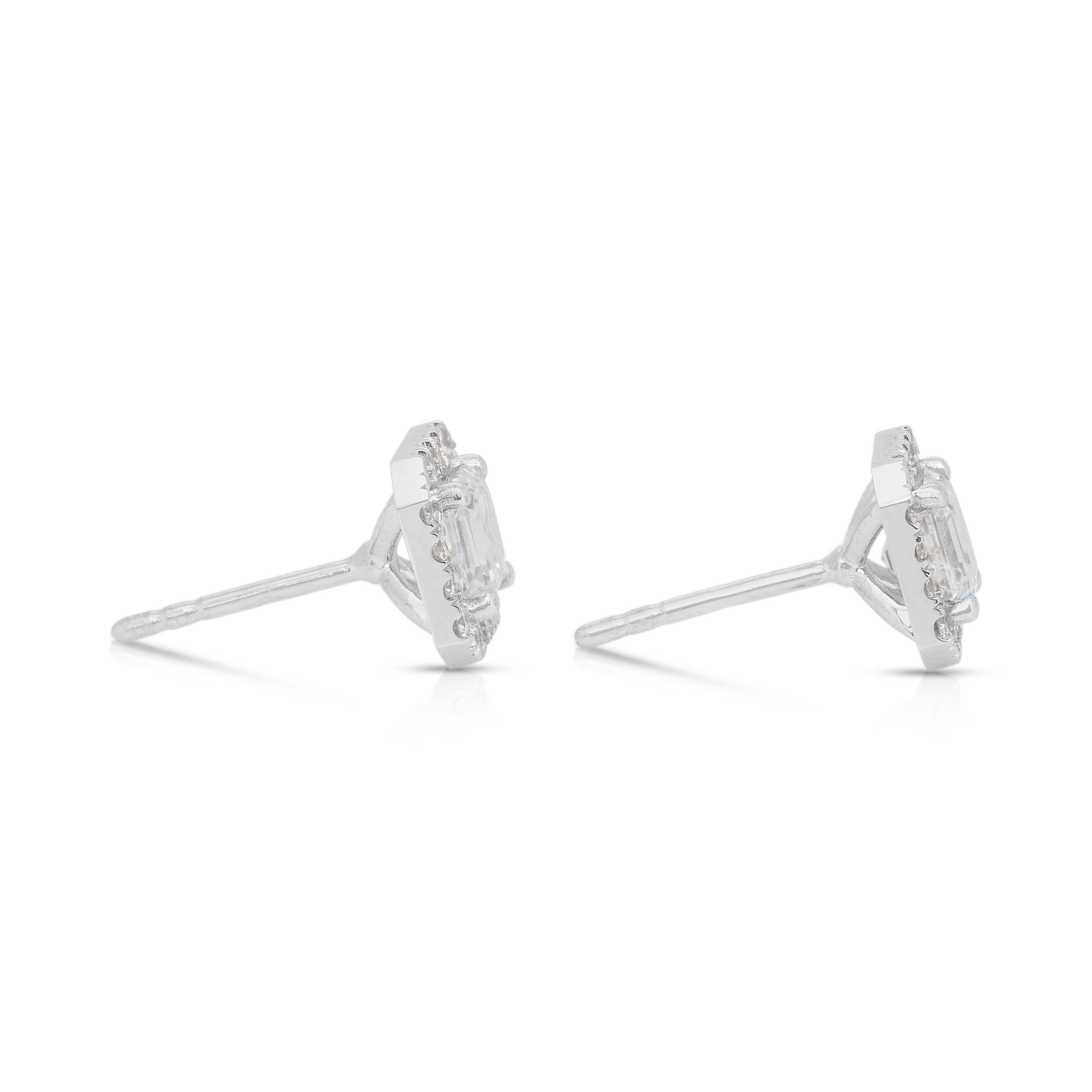 Schillernde 1,41ct Diamanten Halo-Ohrstecker in 18k Weißgold - GIA zertifiziert im Angebot 1