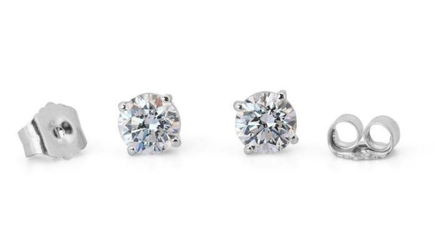 Dazzling 1.41ct Round Brilliant Diamond Stud Earrings For Sale 2