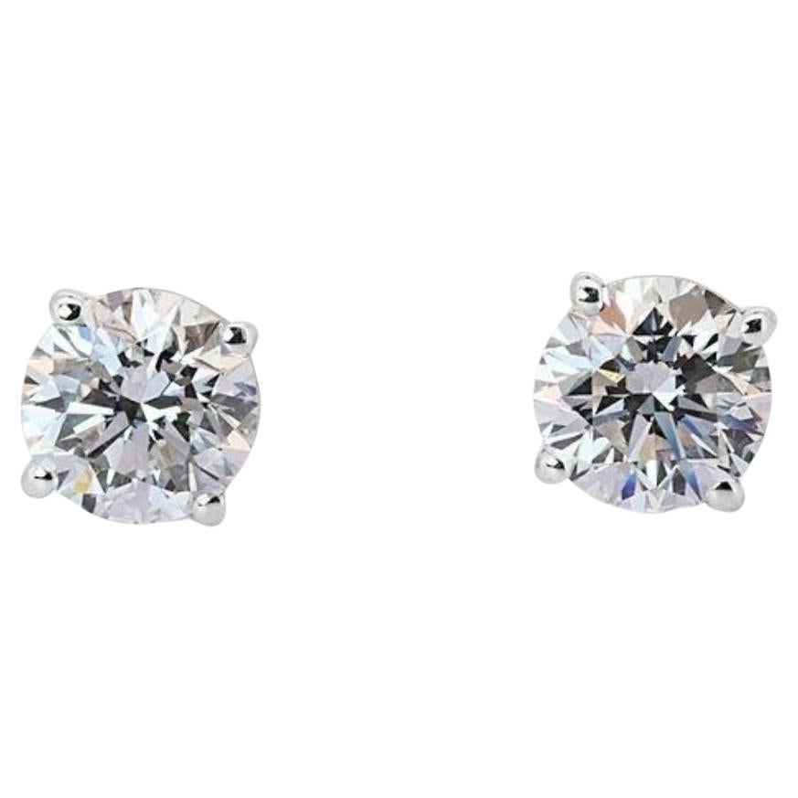 Dazzling 1.41ct Round Brilliant Diamond Stud Earrings For Sale