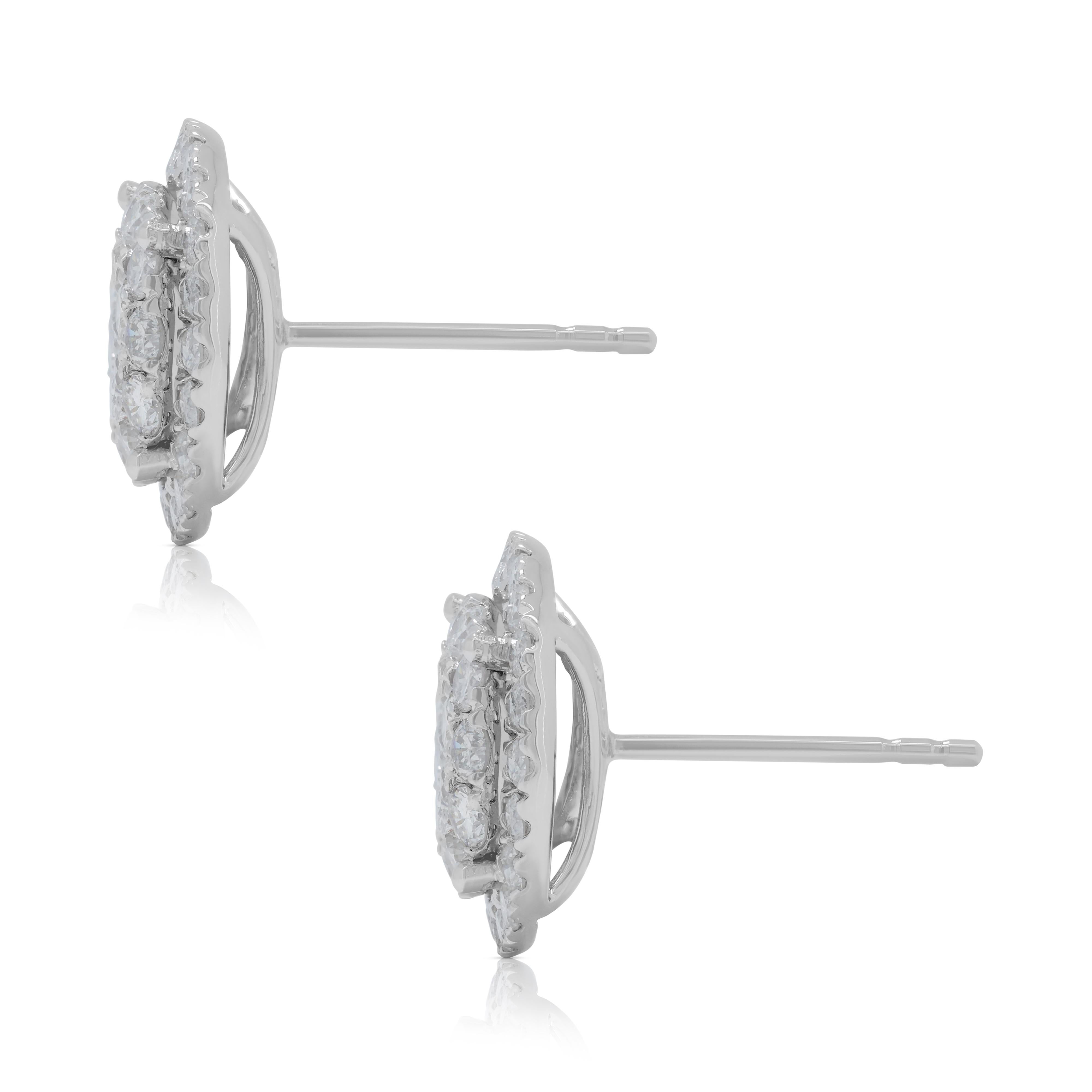 Women's Dazzling 1.44ct Diamonds Stud Earrings in 18K White Gold For Sale