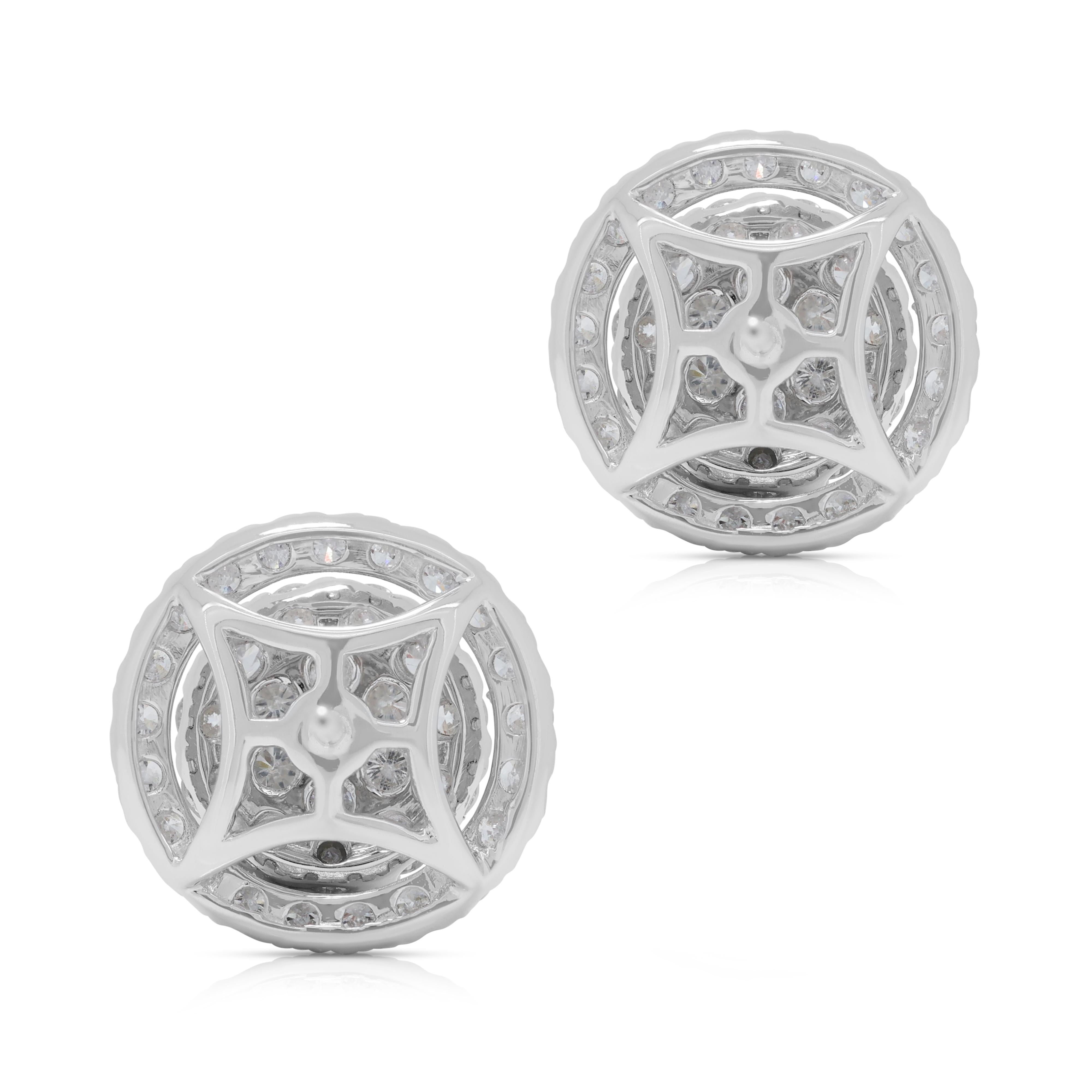 Dazzling 1.44ct Diamonds Stud Earrings in 18K White Gold For Sale 1