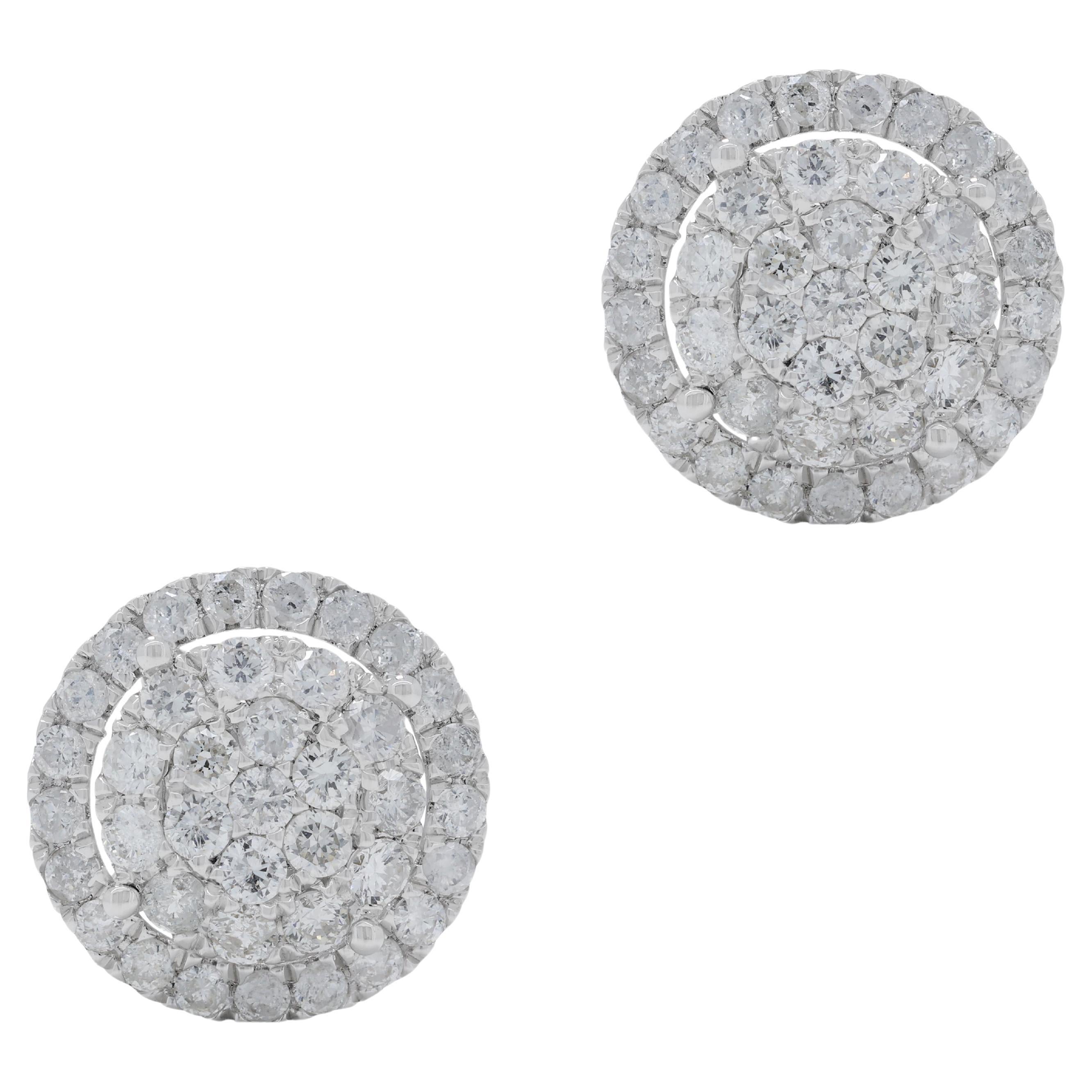 Dazzling 1.44ct Diamonds Stud Earrings in 18K White Gold