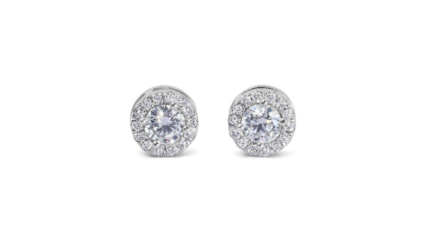 Dazzling 1.45ct Diamond Stud Earrings in 18k White Gold - GIA Certified For Sale 4