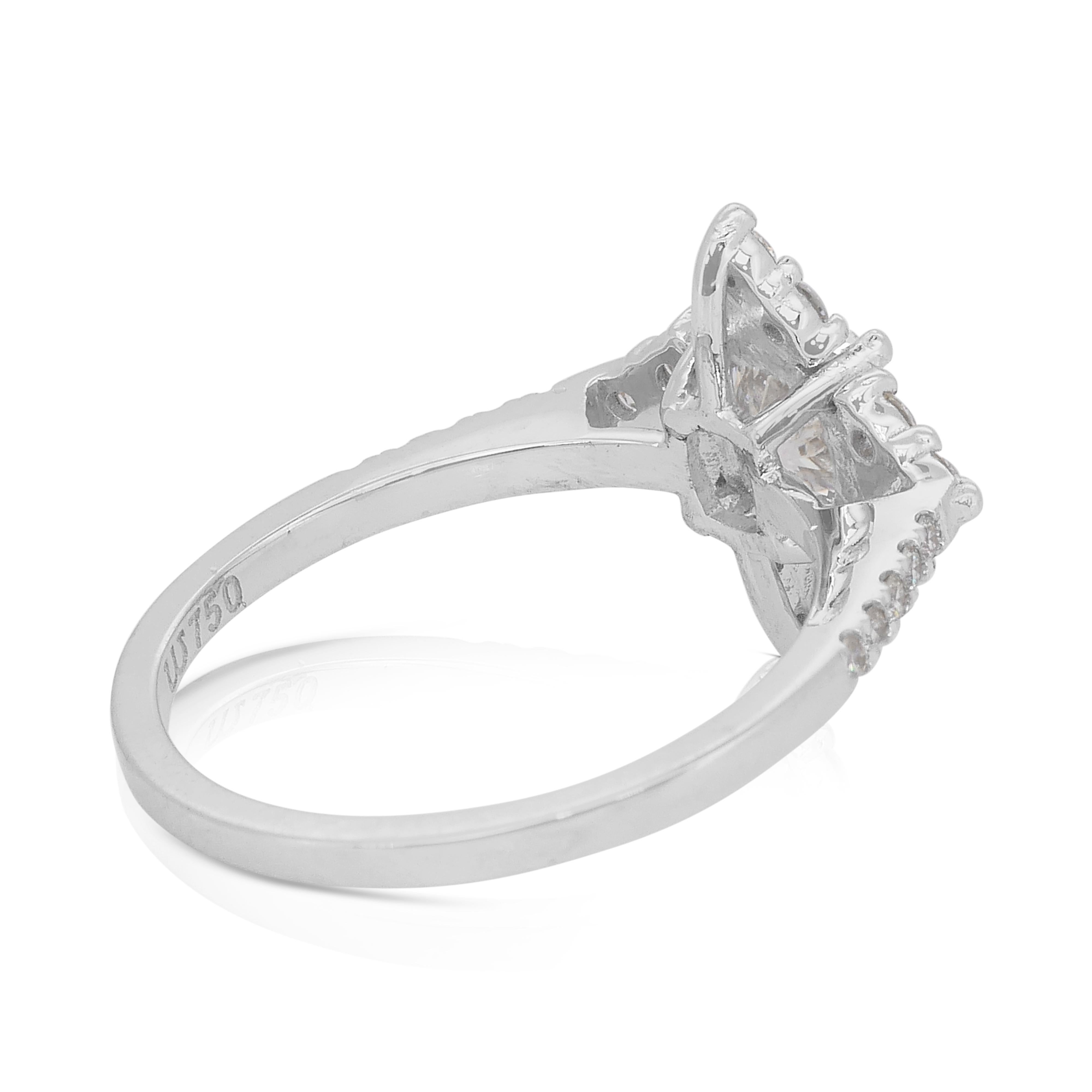 Anello con 1,46 carati di diamanti in oro bianco 18 carati - Certificato IGI In condizioni Nuovo in vendita a רמת גן, IL