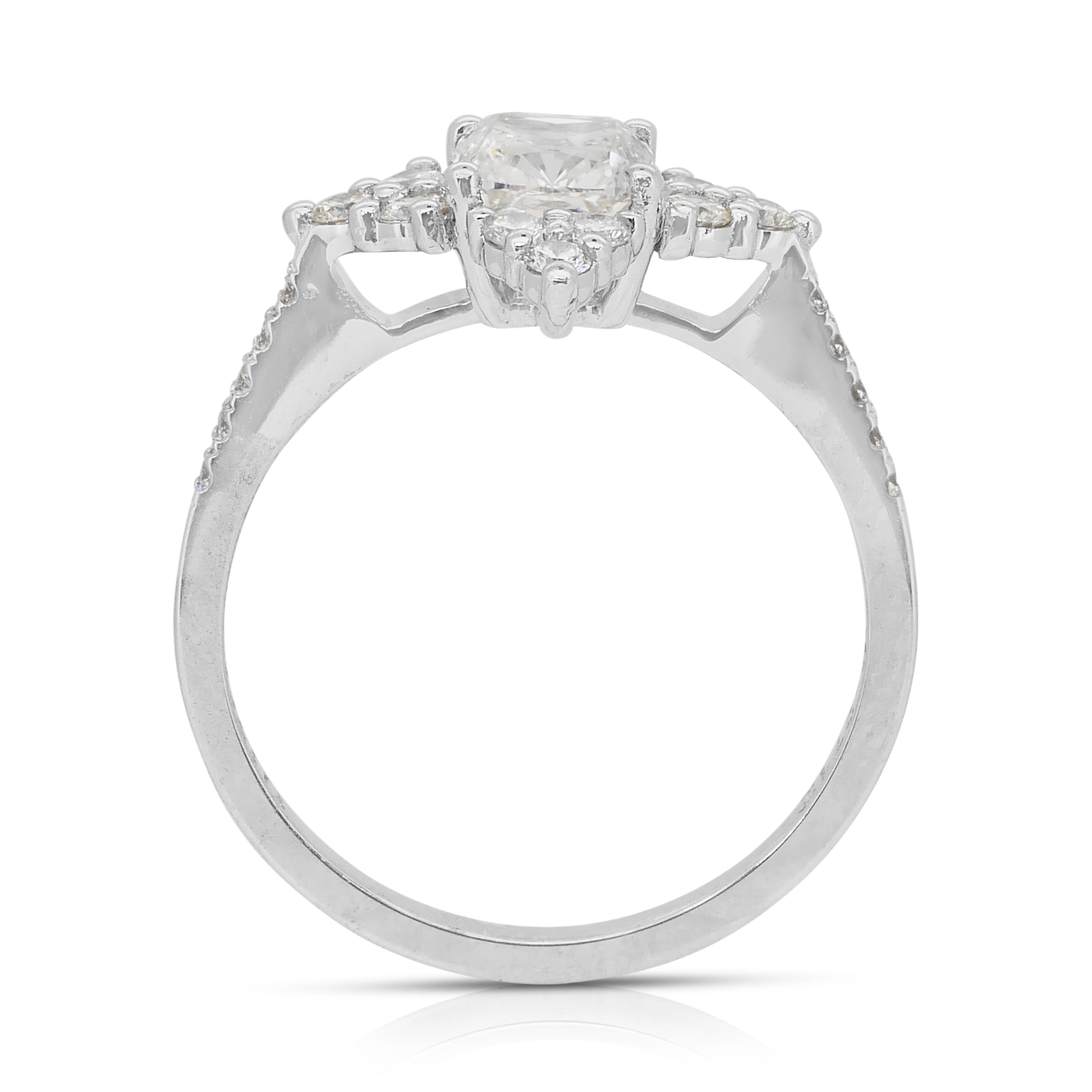 Anello con 1,46 carati di diamanti in oro bianco 18 carati - Certificato IGI in vendita 4