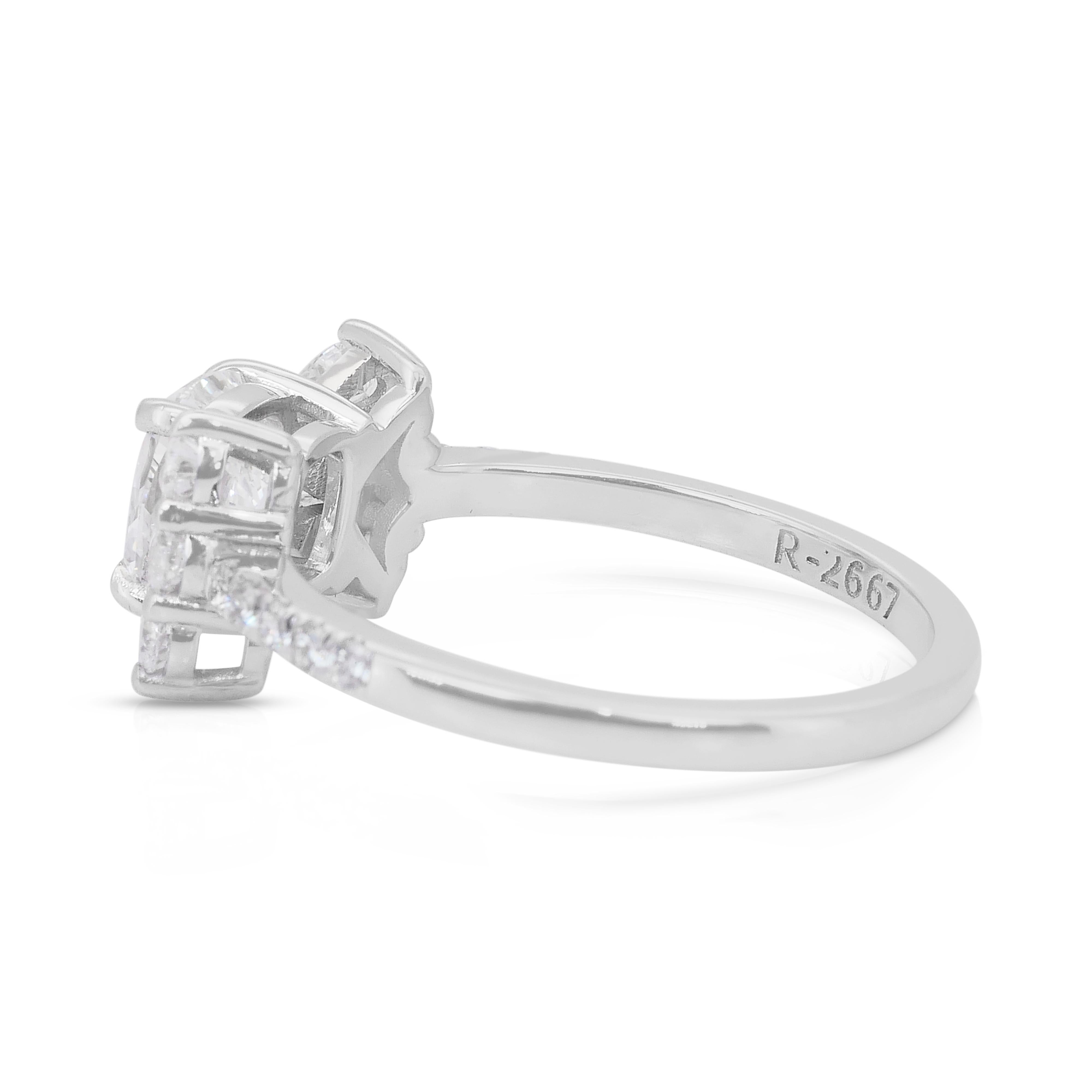 Schillernde 1,49ct Diamanten Ring in 18k Weißgold - GIA zertifiziert Damen im Angebot