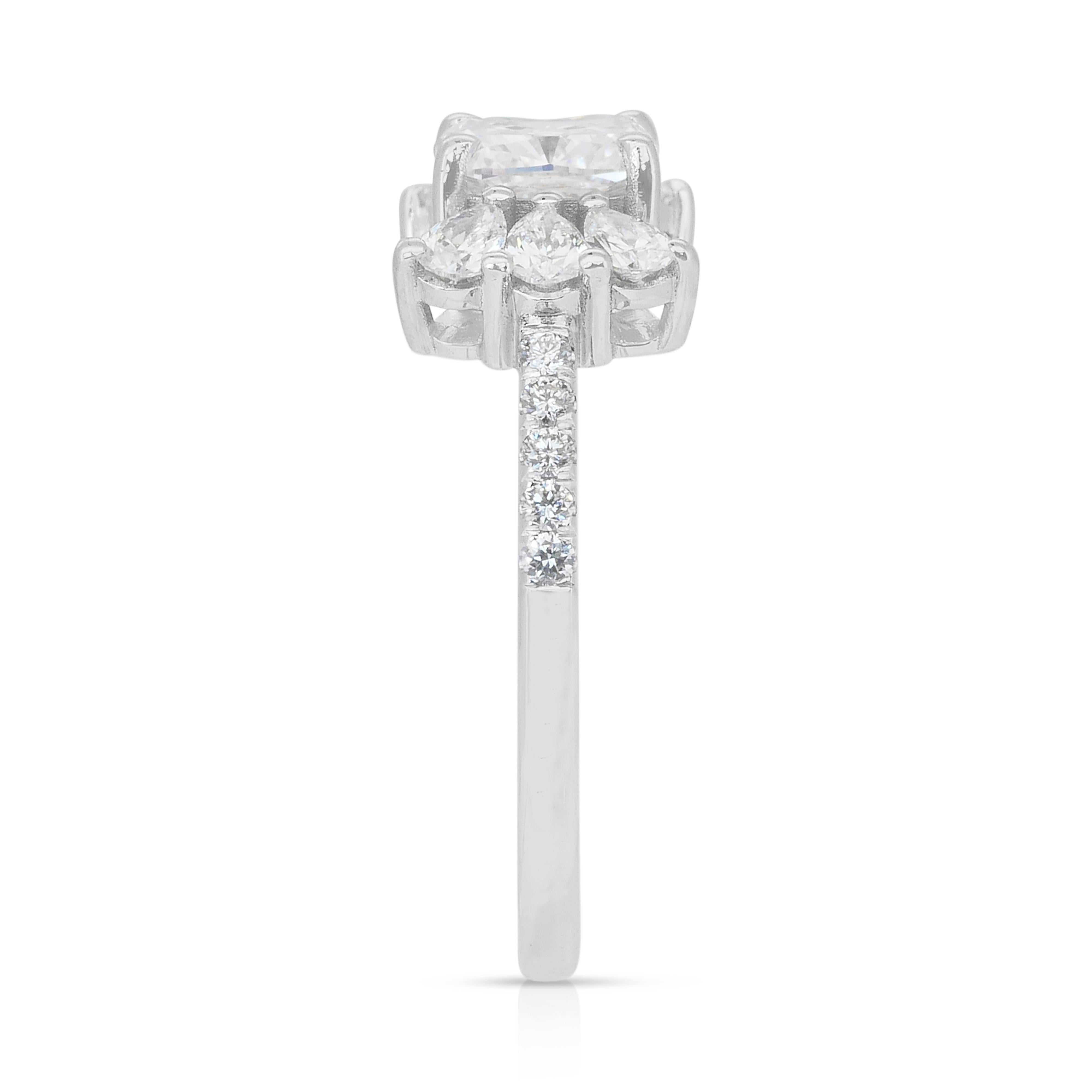 Schillernde 1,49ct Diamanten Ring in 18k Weißgold - GIA zertifiziert im Angebot 2