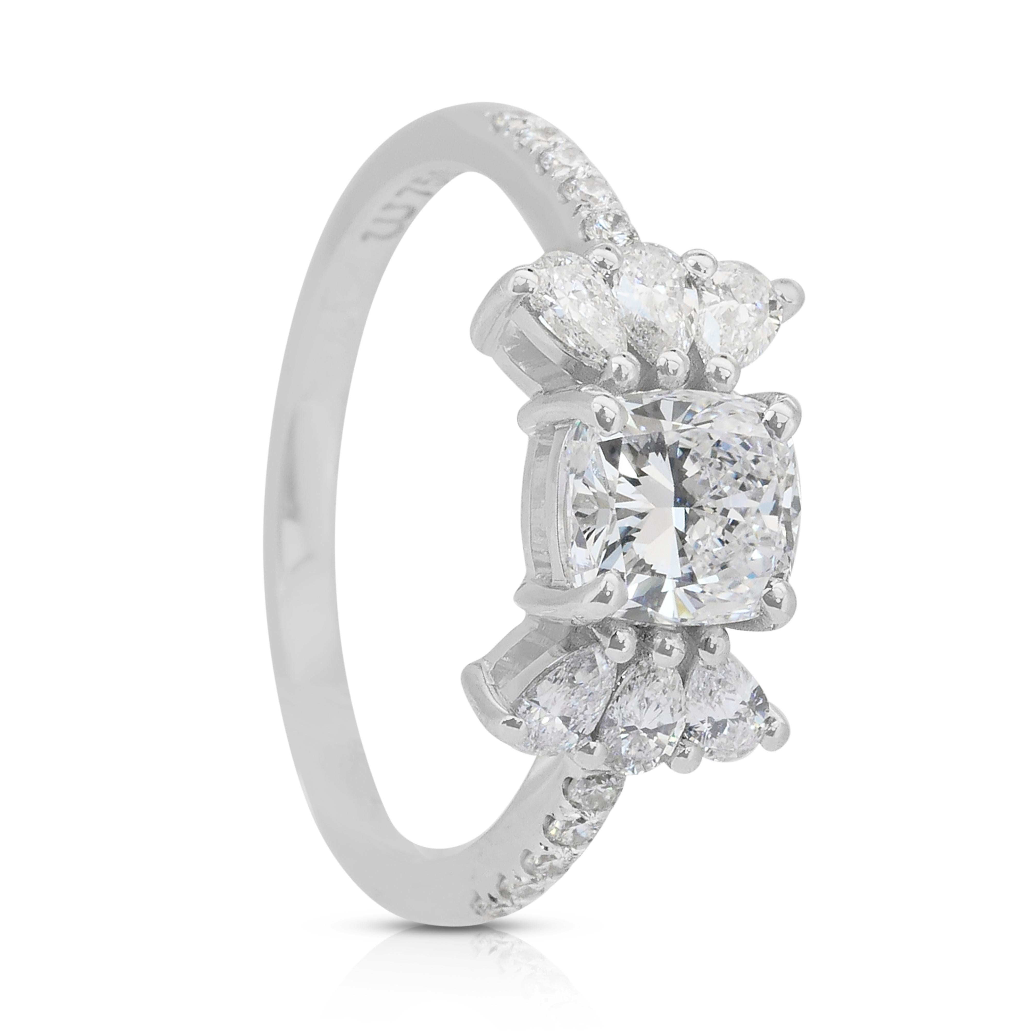 Schillernde 1,49ct Diamanten Ring in 18k Weißgold - GIA zertifiziert im Angebot 3