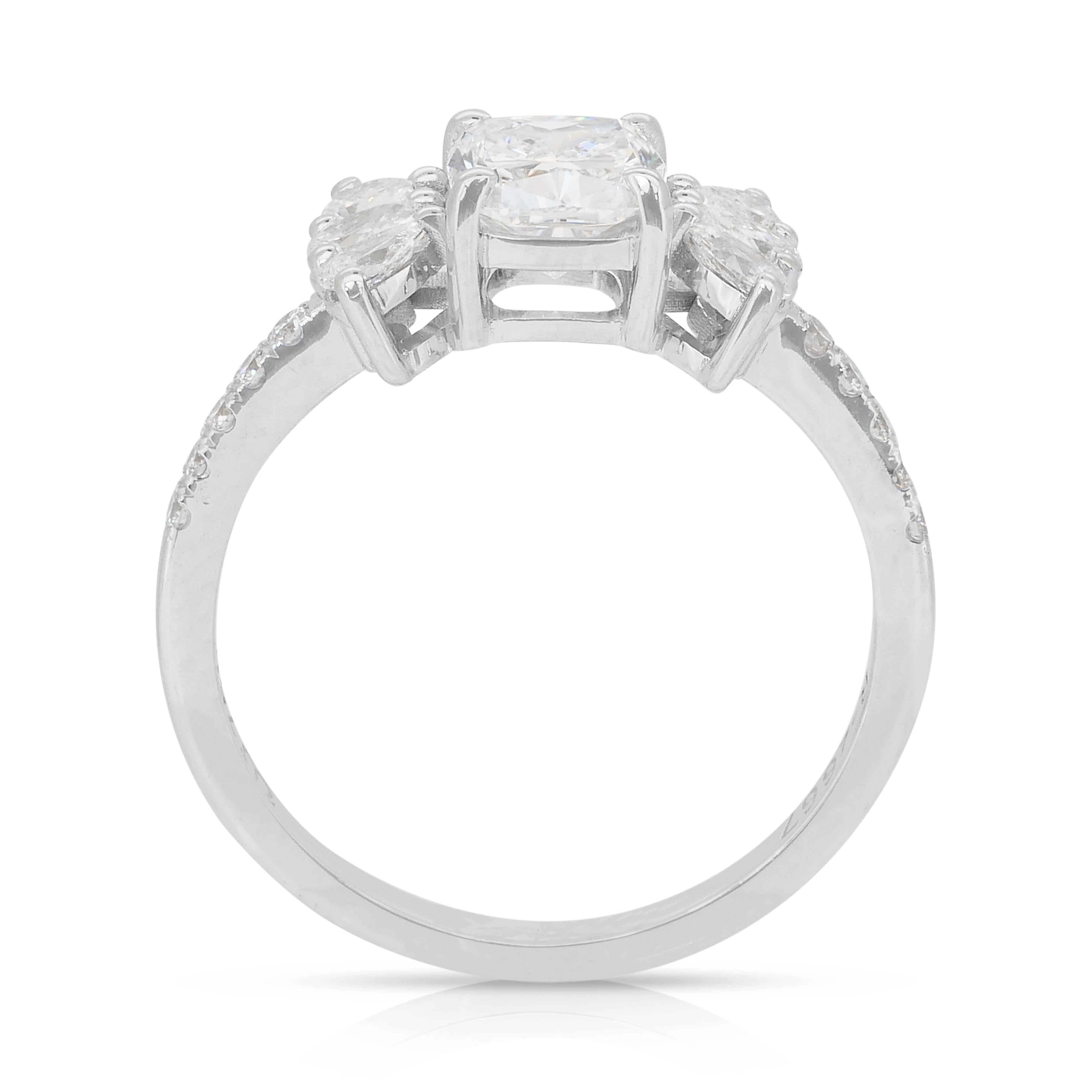 Schillernde 1,49ct Diamanten Ring in 18k Weißgold - GIA zertifiziert im Angebot 4