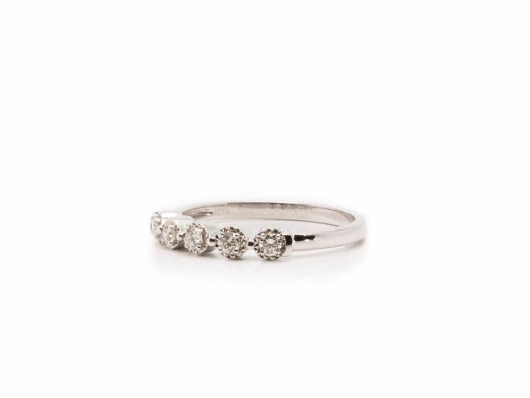 Dazzling 14k White Gold 5 Stone Ring with 0.15 Ct Natural Diamonds 2